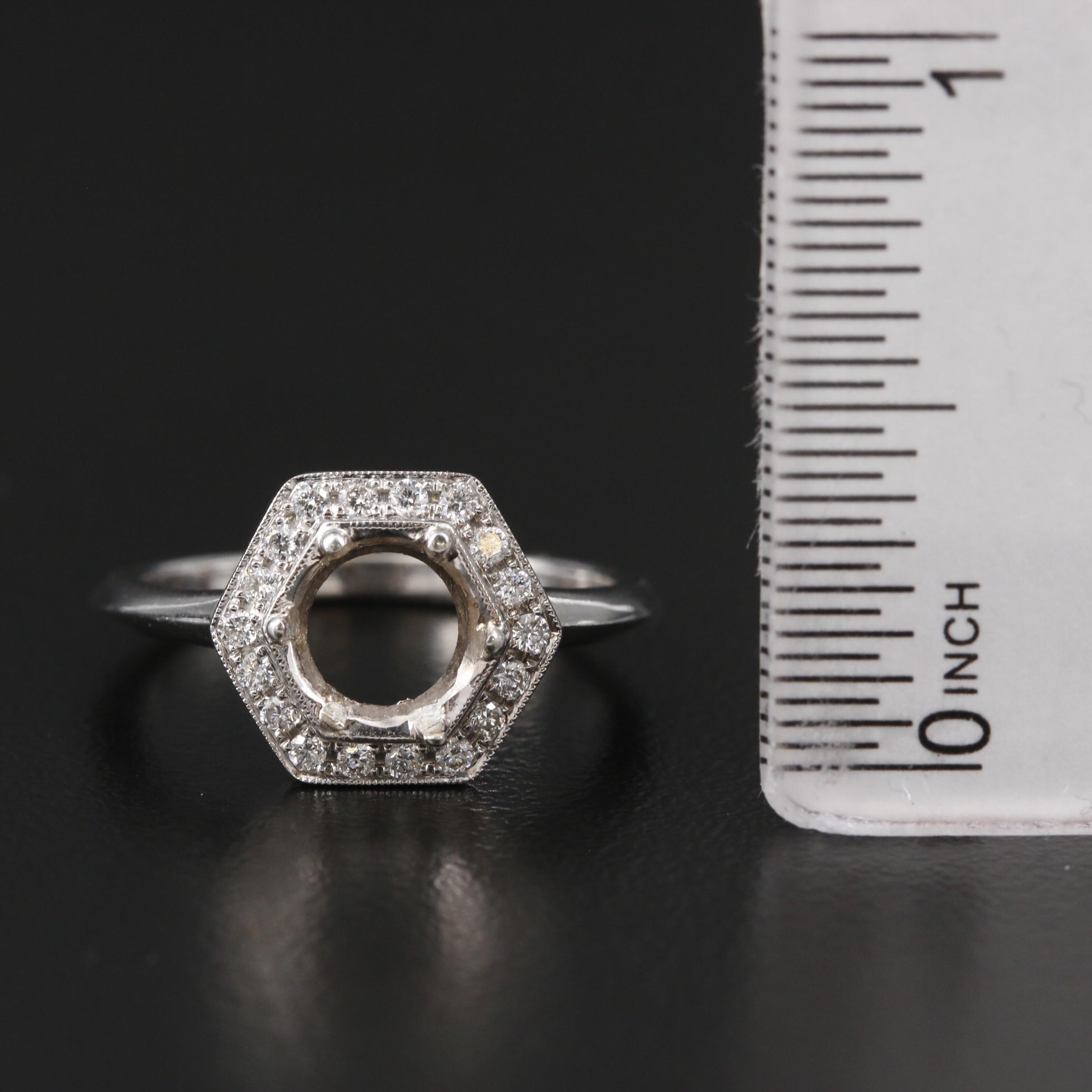 18K White Gold Diamond Semi-Mount Ring