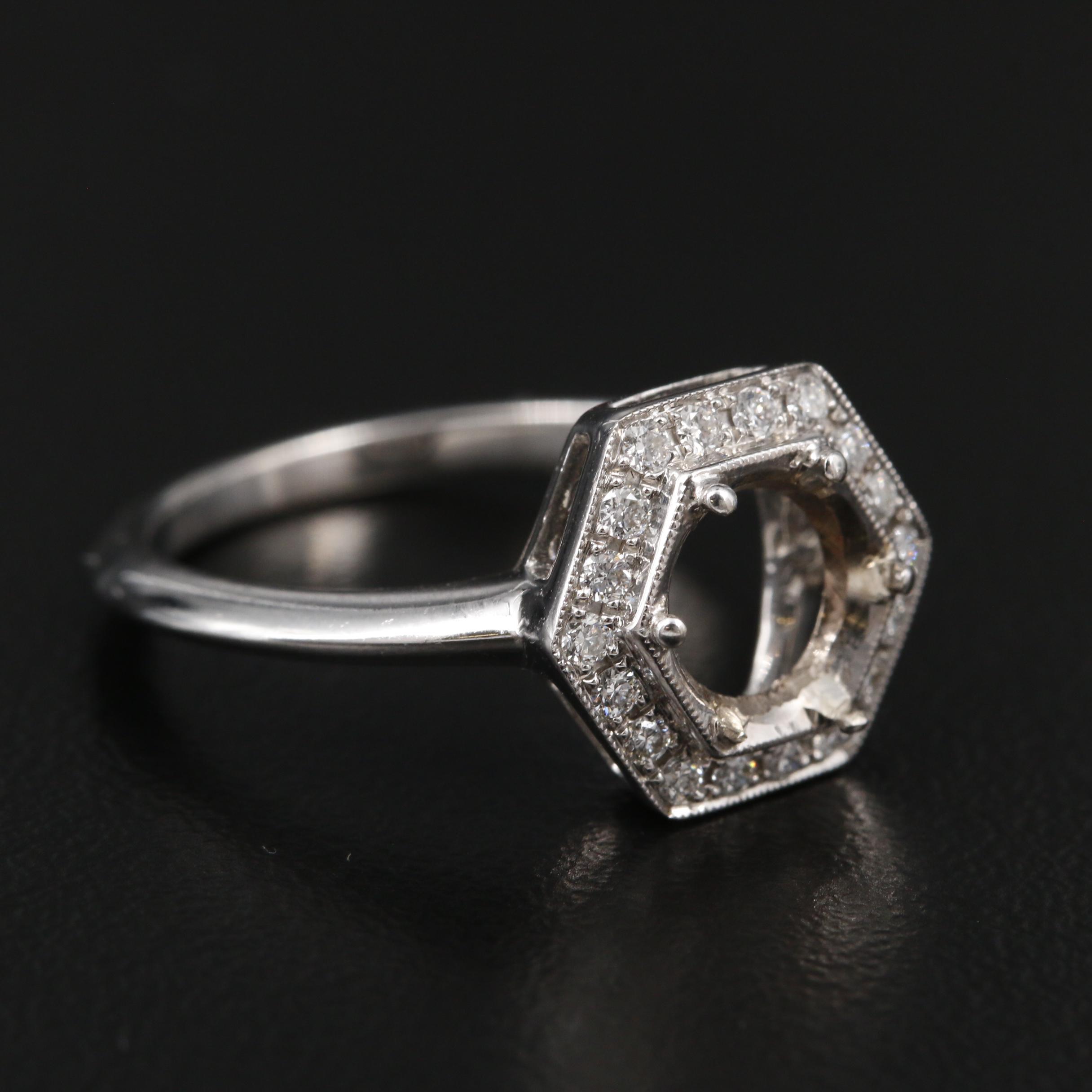 18K White Gold Diamond Semi-Mount Ring