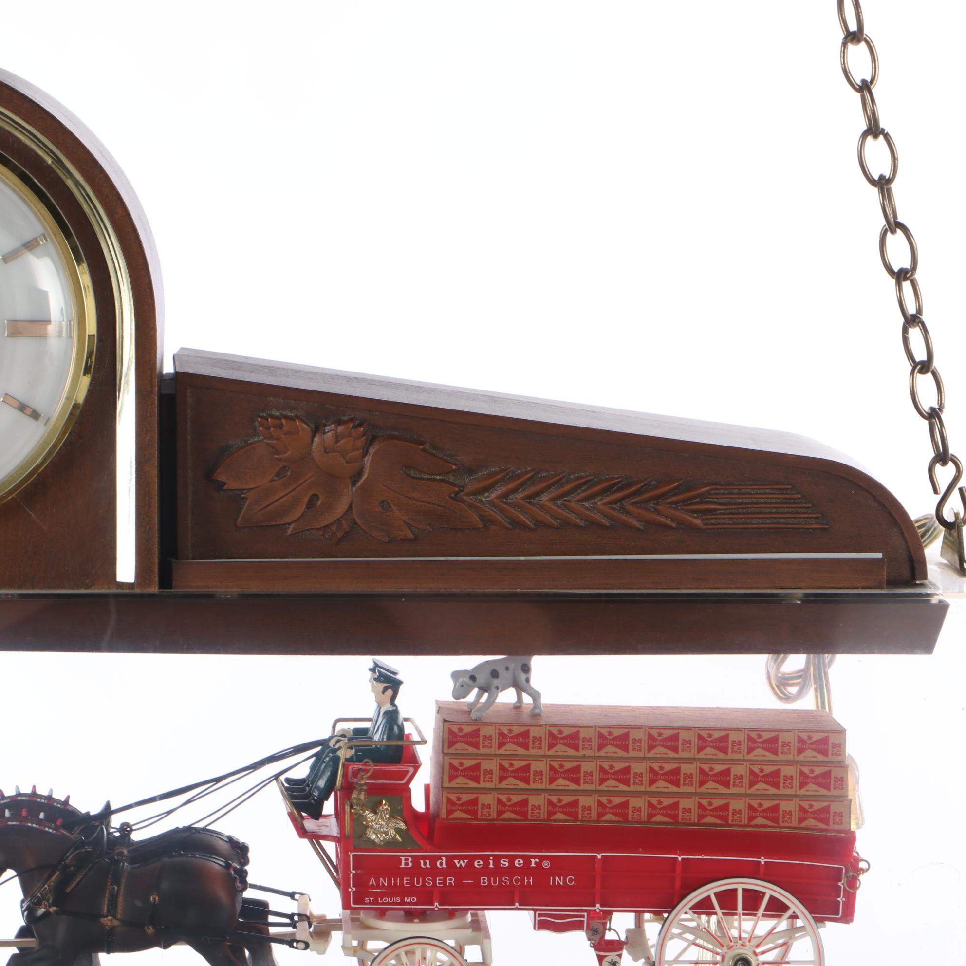 Budweiser Clydesdale Hanging Light-Up Sign With Clock