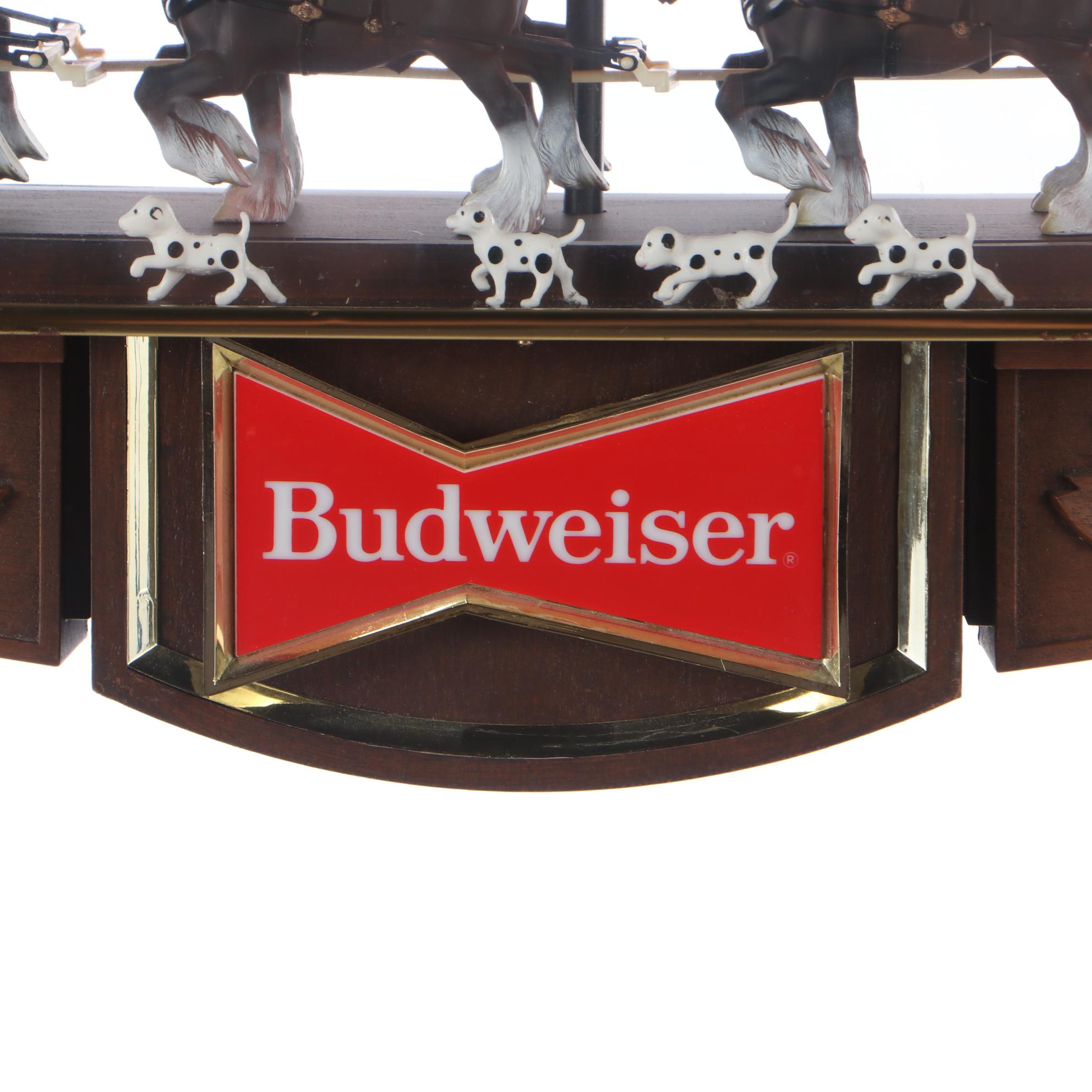 Budweiser Clydesdale Hanging Light-Up Sign With Clock
