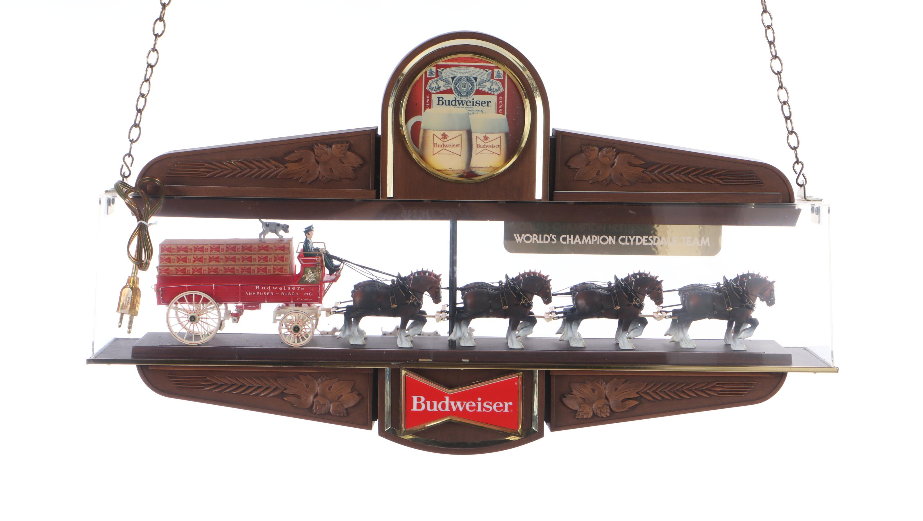 Budweiser Clydesdale Hanging Light-Up Sign With Clock