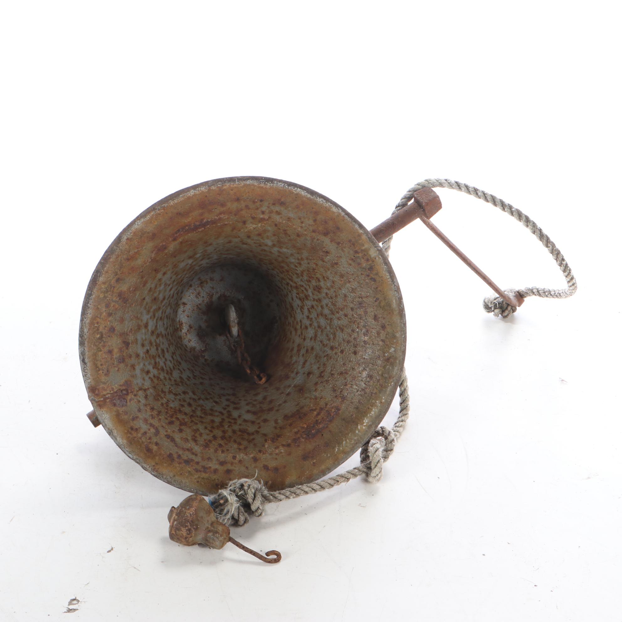 Cast Iron Bell with Yoke and Clapper, circa 1900s