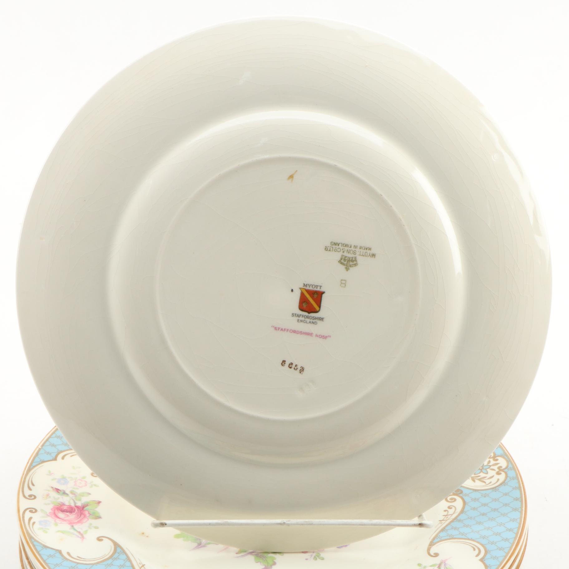 Myott Staffordshire England "Staffordshire Rose" China Dinner Plates