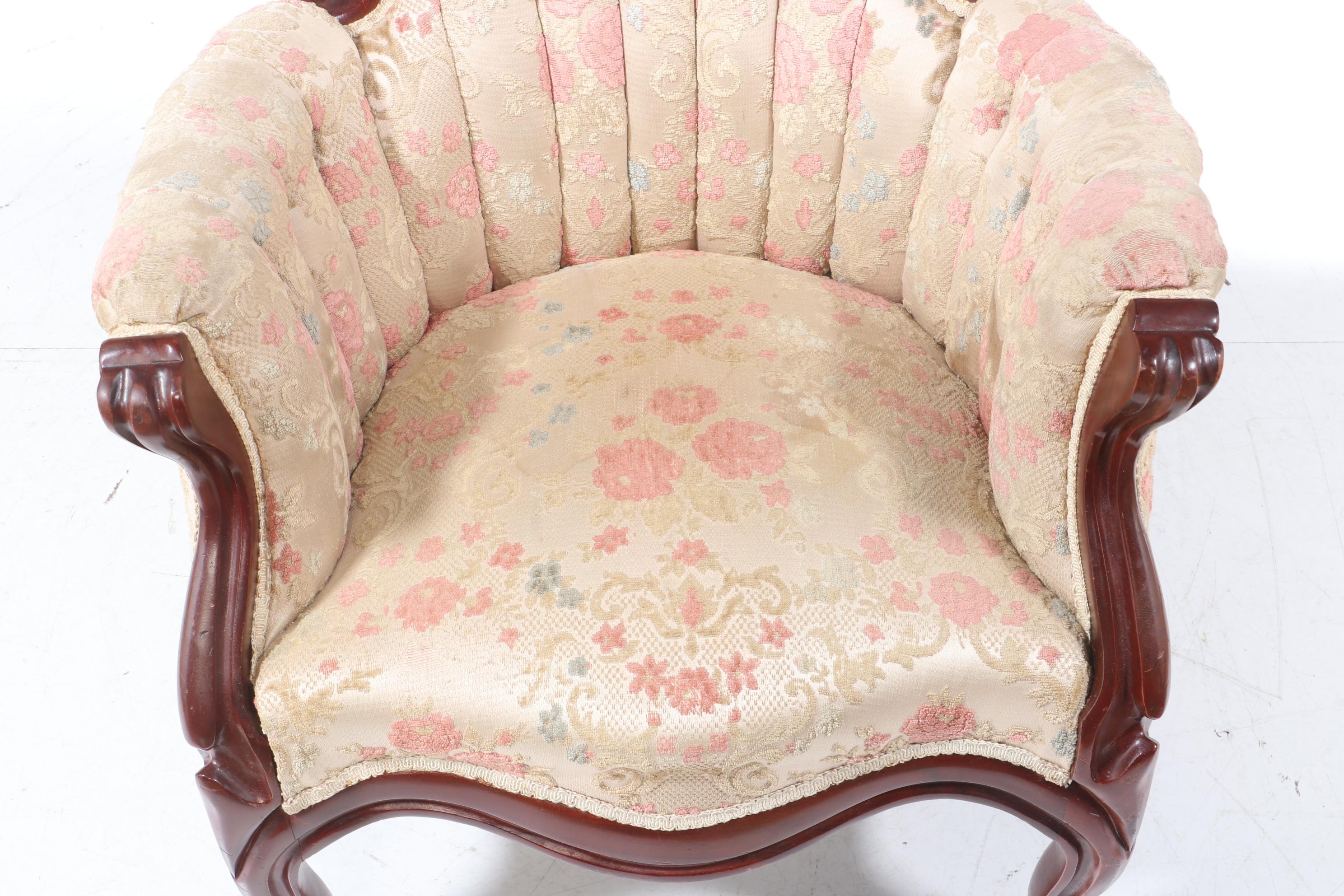 Two Carlton McLendon Furniture Co. Victorian Style Carved Mahogany Parlor Chairs