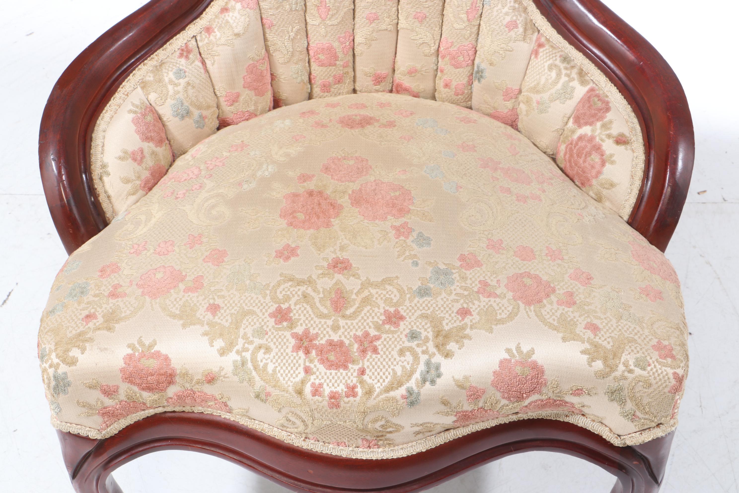 Two Carlton McLendon Furniture Co. Victorian Style Carved Mahogany Parlor Chairs