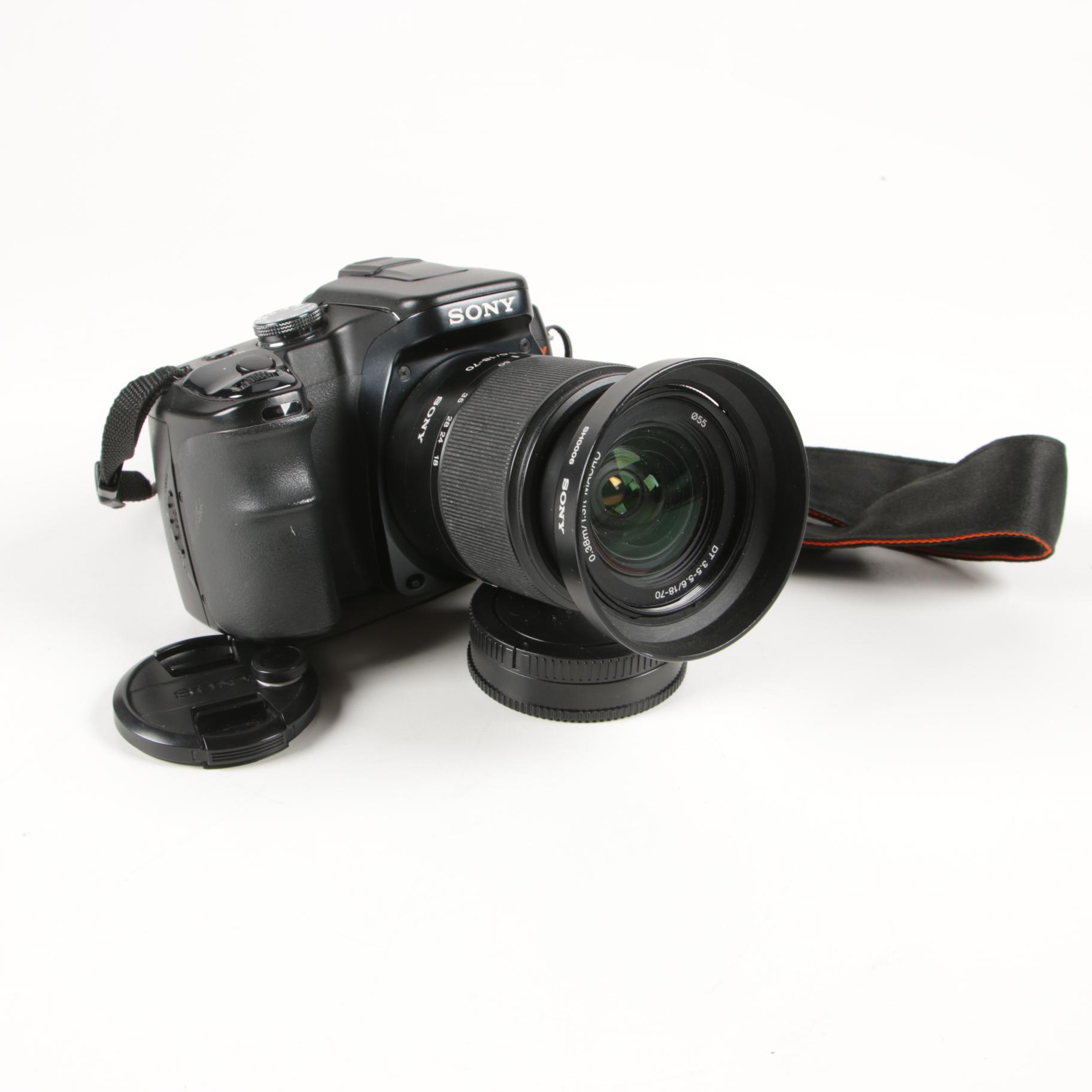 Sony DSLR-A100 Digital Camera with Macro Lens and Charger
