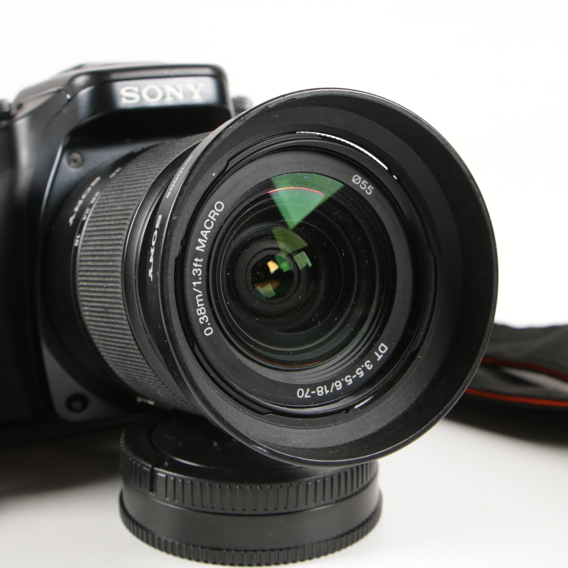 Sony DSLR-A100 Digital Camera with Macro Lens and Charger