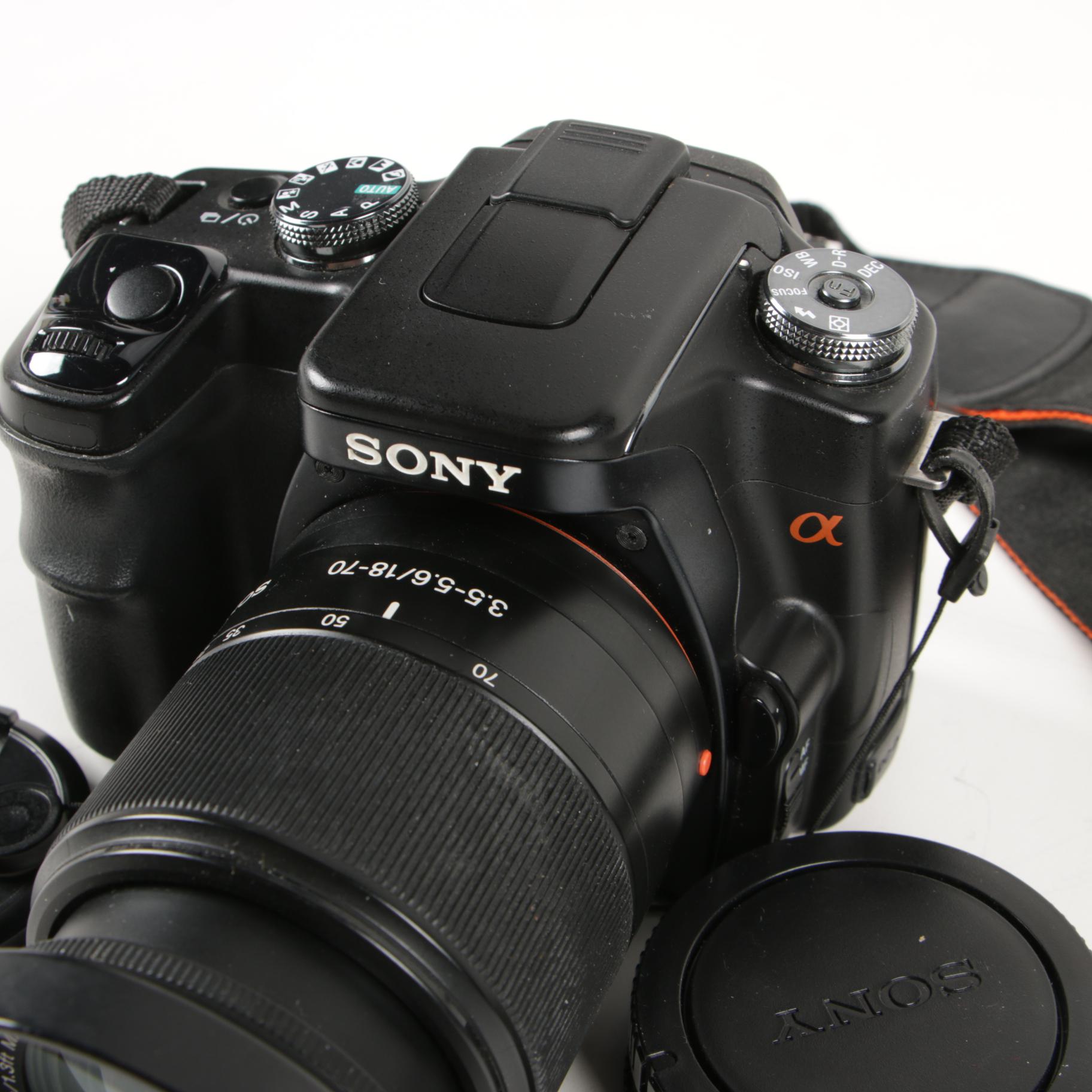 Sony DSLR-A100 Digital Camera with Macro Lens and Charger