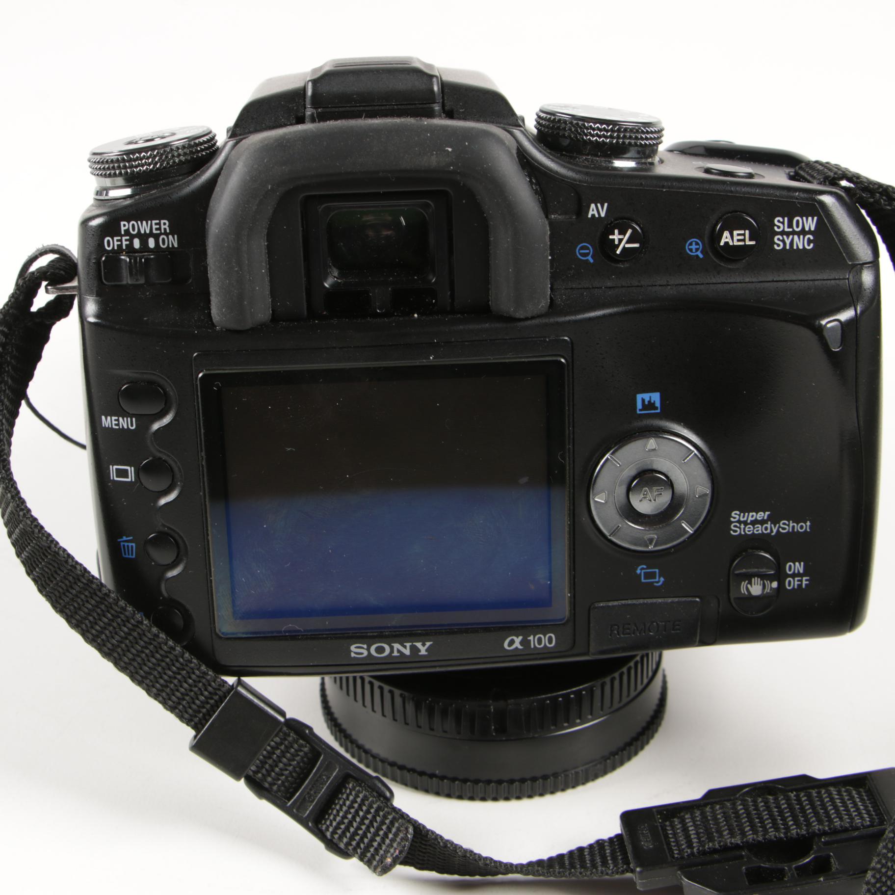 Sony DSLR-A100 Digital Camera with Macro Lens and Charger