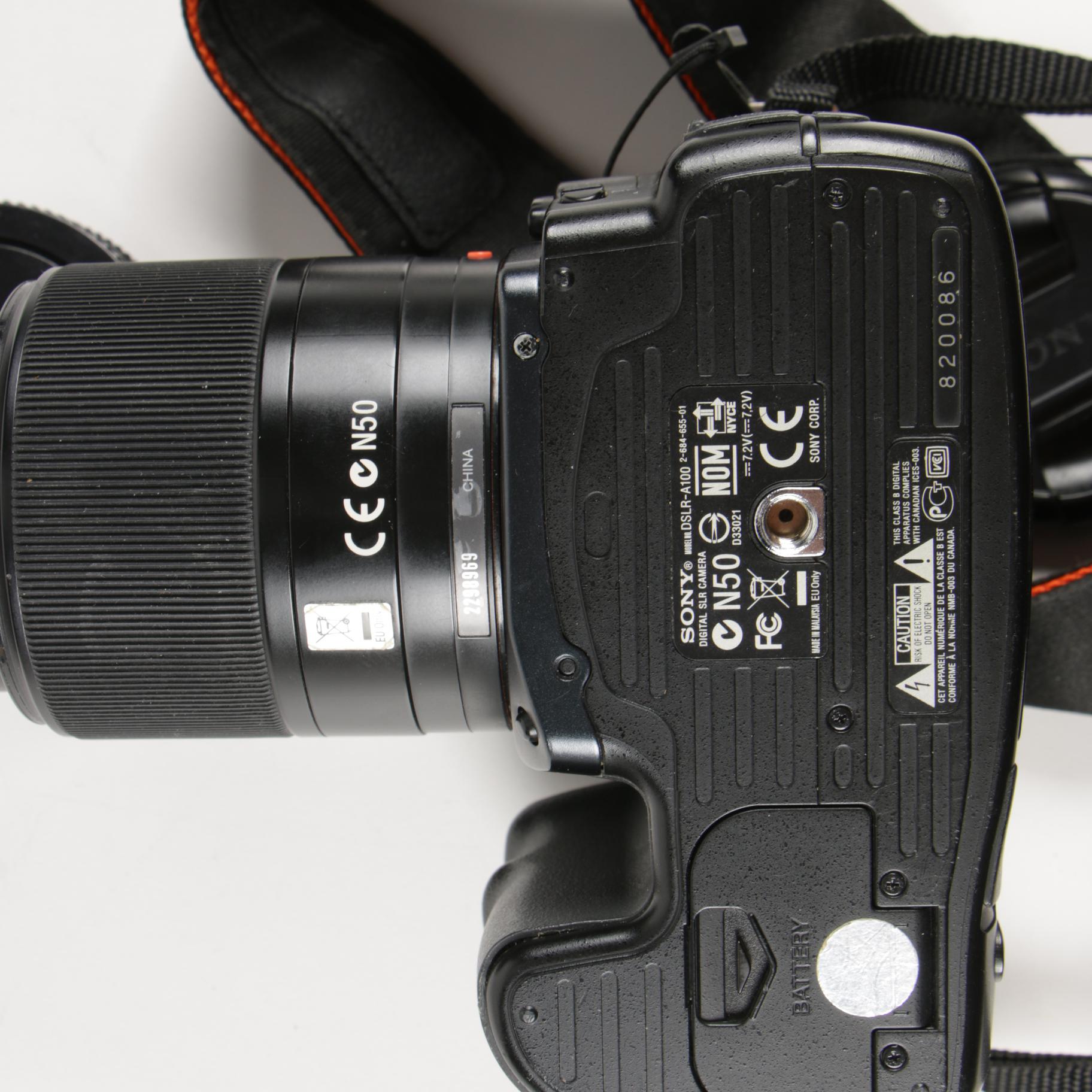 Sony DSLR-A100 Digital Camera with Macro Lens and Charger