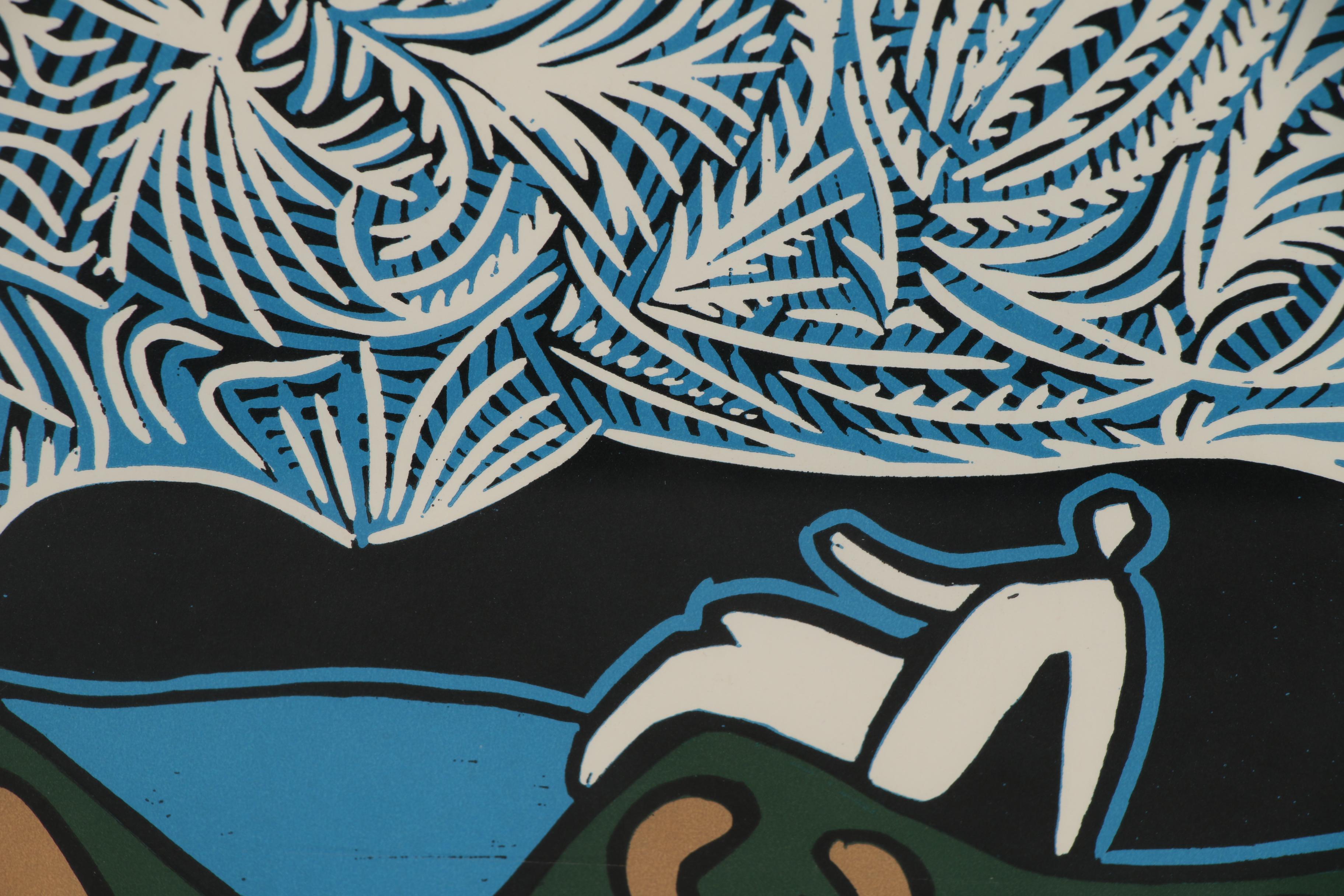 Pablo Picasso Color Linoleum Cut "Bacchanale"