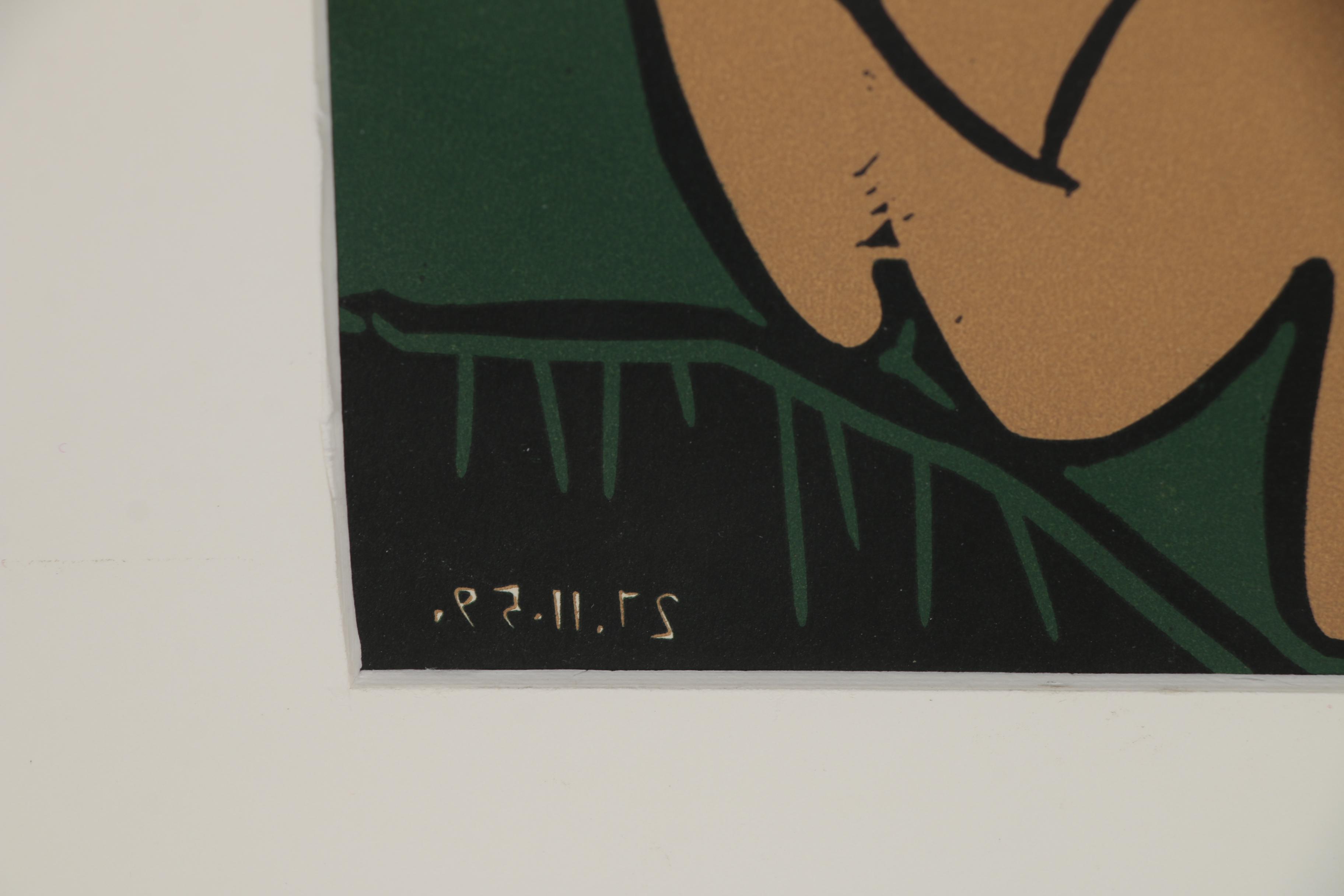 Pablo Picasso Color Linoleum Cut "Bacchanale"