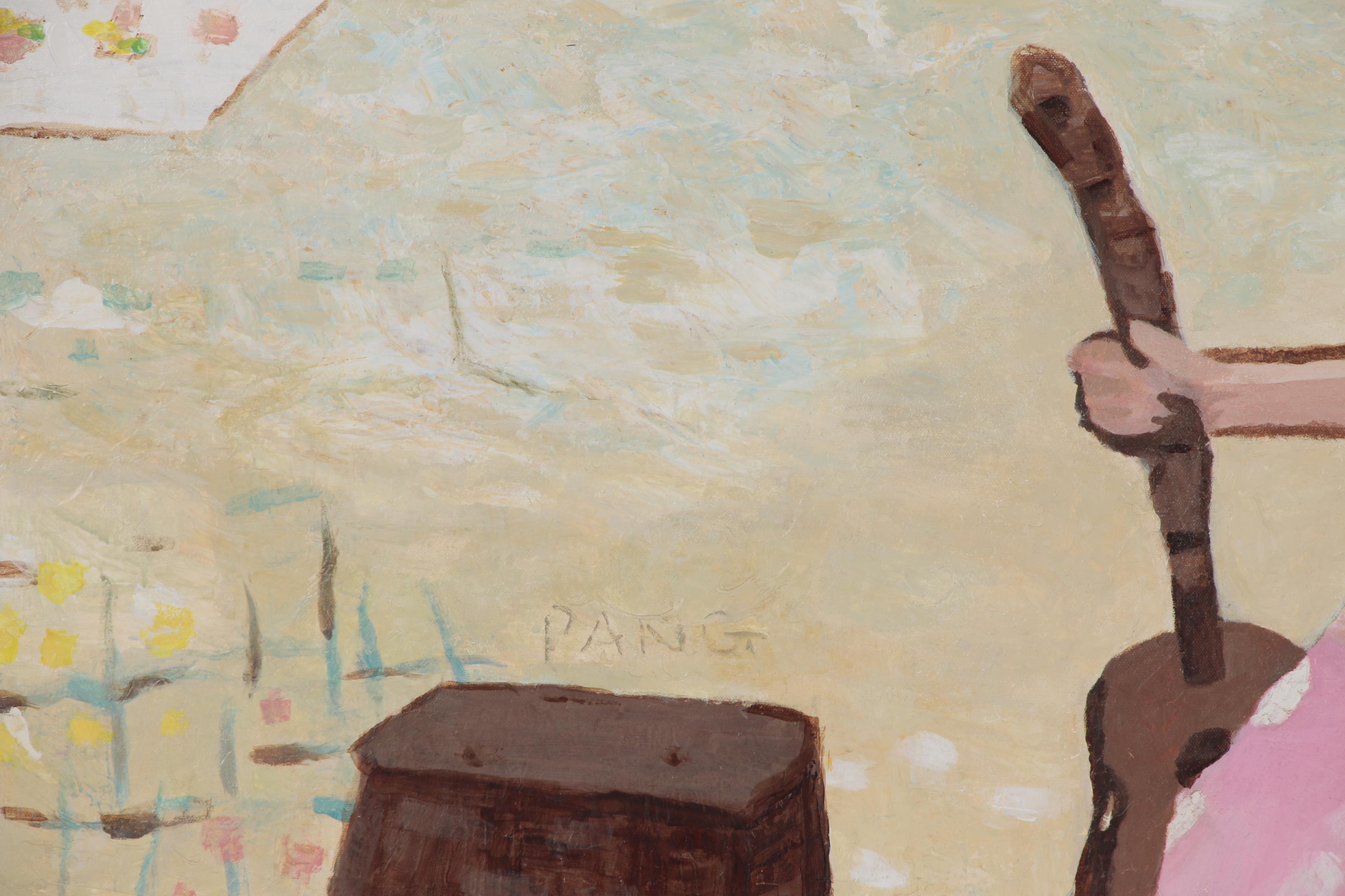 Jen Pang Oil Painting "Pink Girl on Beach"