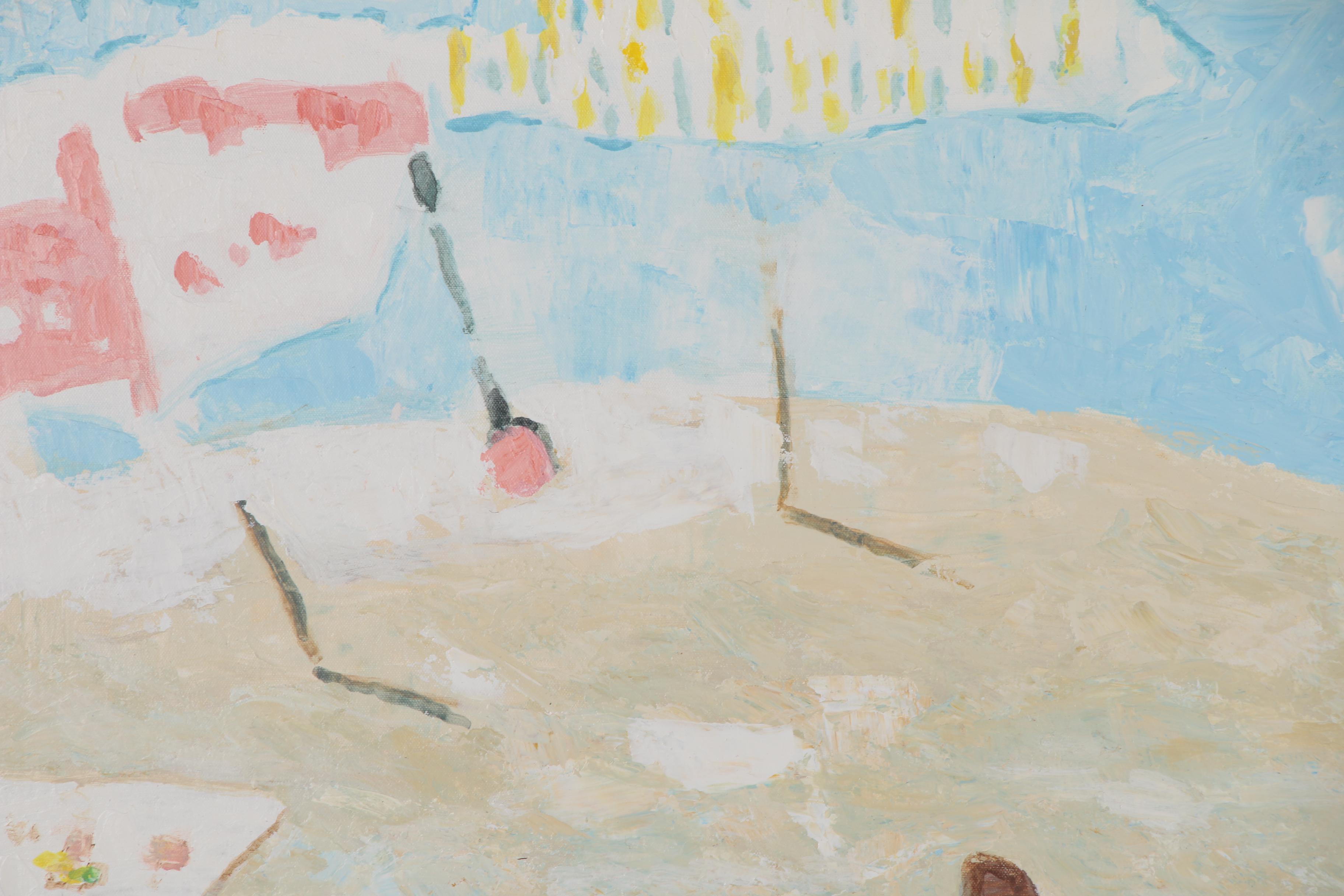 Jen Pang Oil Painting "Pink Girl on Beach"