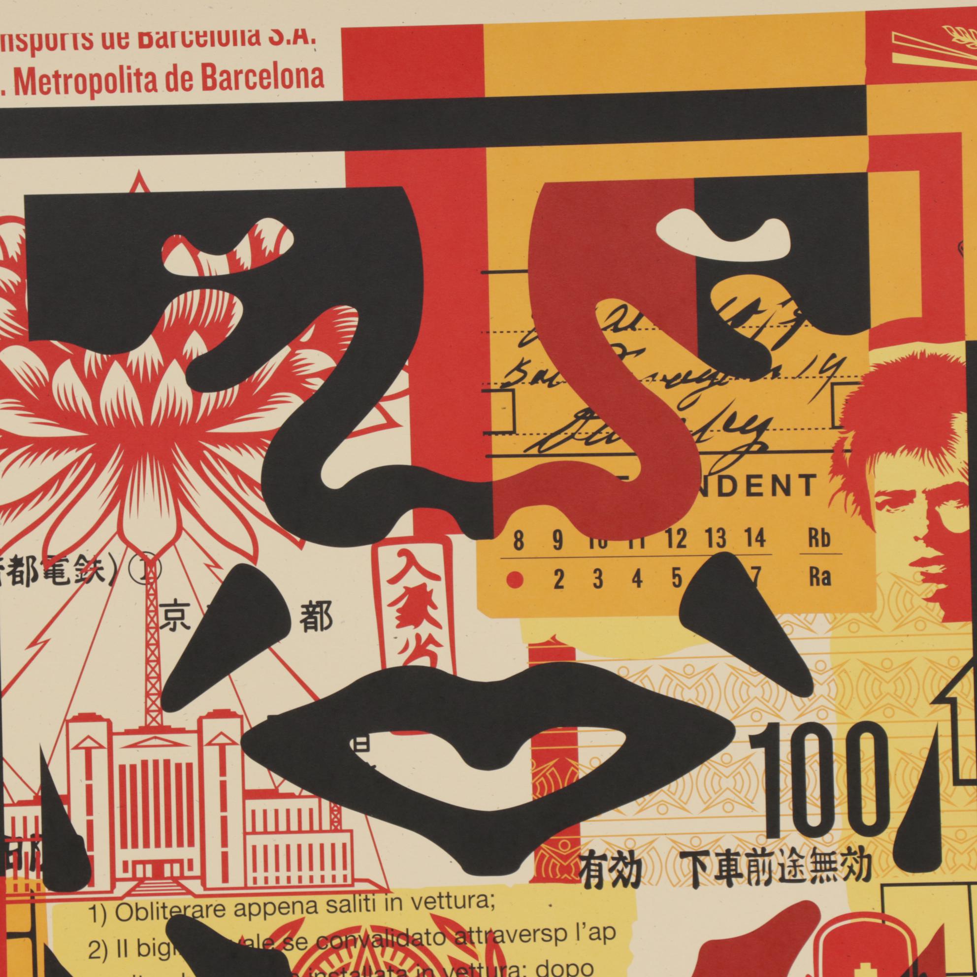 Shepard Fairey Offset Poster "OBEY 3-Face Collage" Triptych, 2019