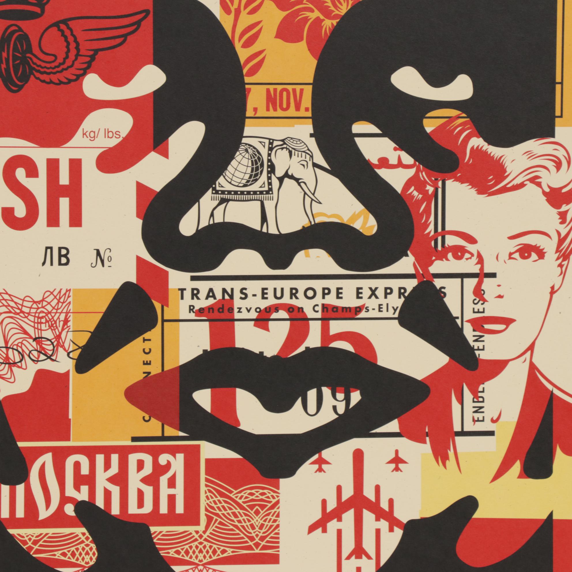 Shepard Fairey Offset Poster "OBEY 3-Face Collage" Triptych, 2019