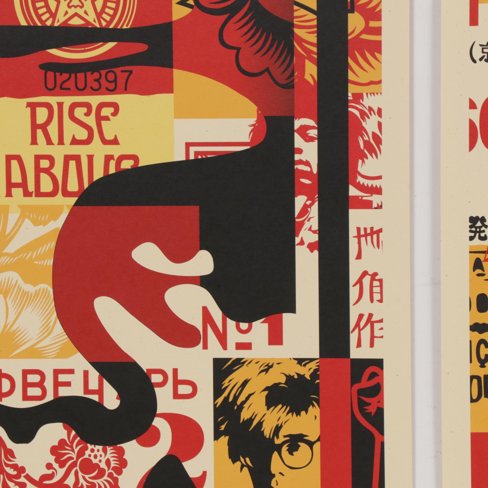 Shepard Fairey Offset Poster "OBEY 3-Face Collage" Triptych, 2019