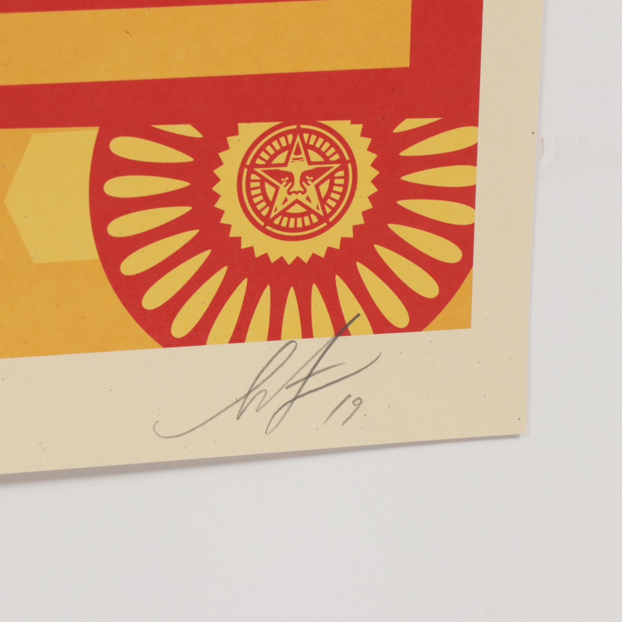 Shepard Fairey Offset Poster "OBEY 3-Face Collage" Triptych, 2019