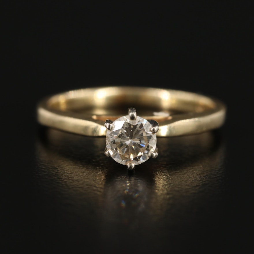 14K Yellow Gold 0.39 CT Diamond Solitaire Ring