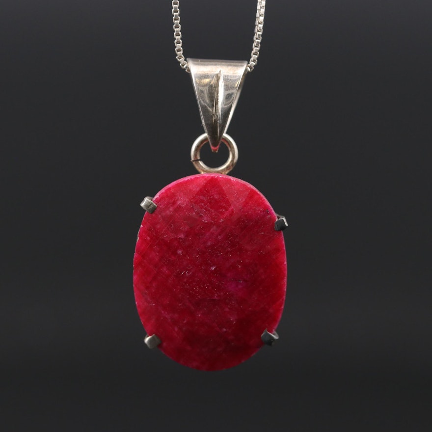 Sterling Silver Ruby Pendant Necklace
