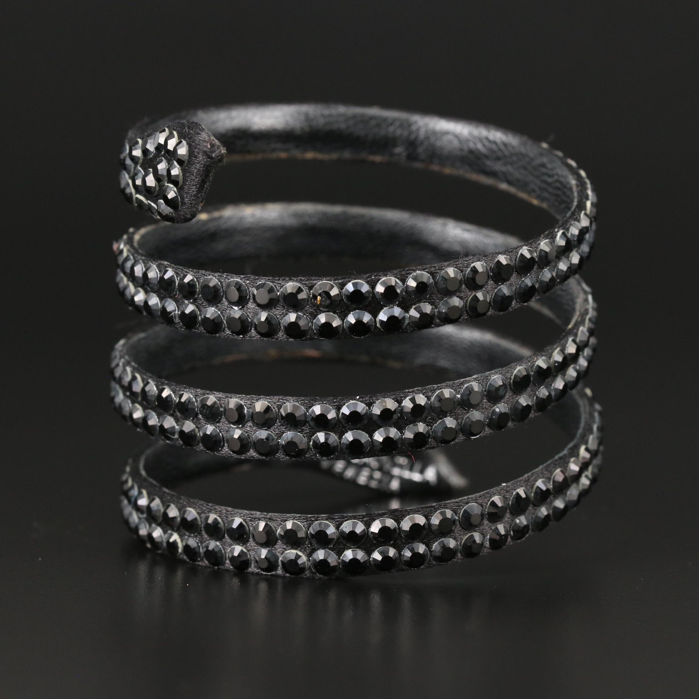 René Caovilla Crystal Rhinestone Snake Bracelet with Susan Lucci Signed Box