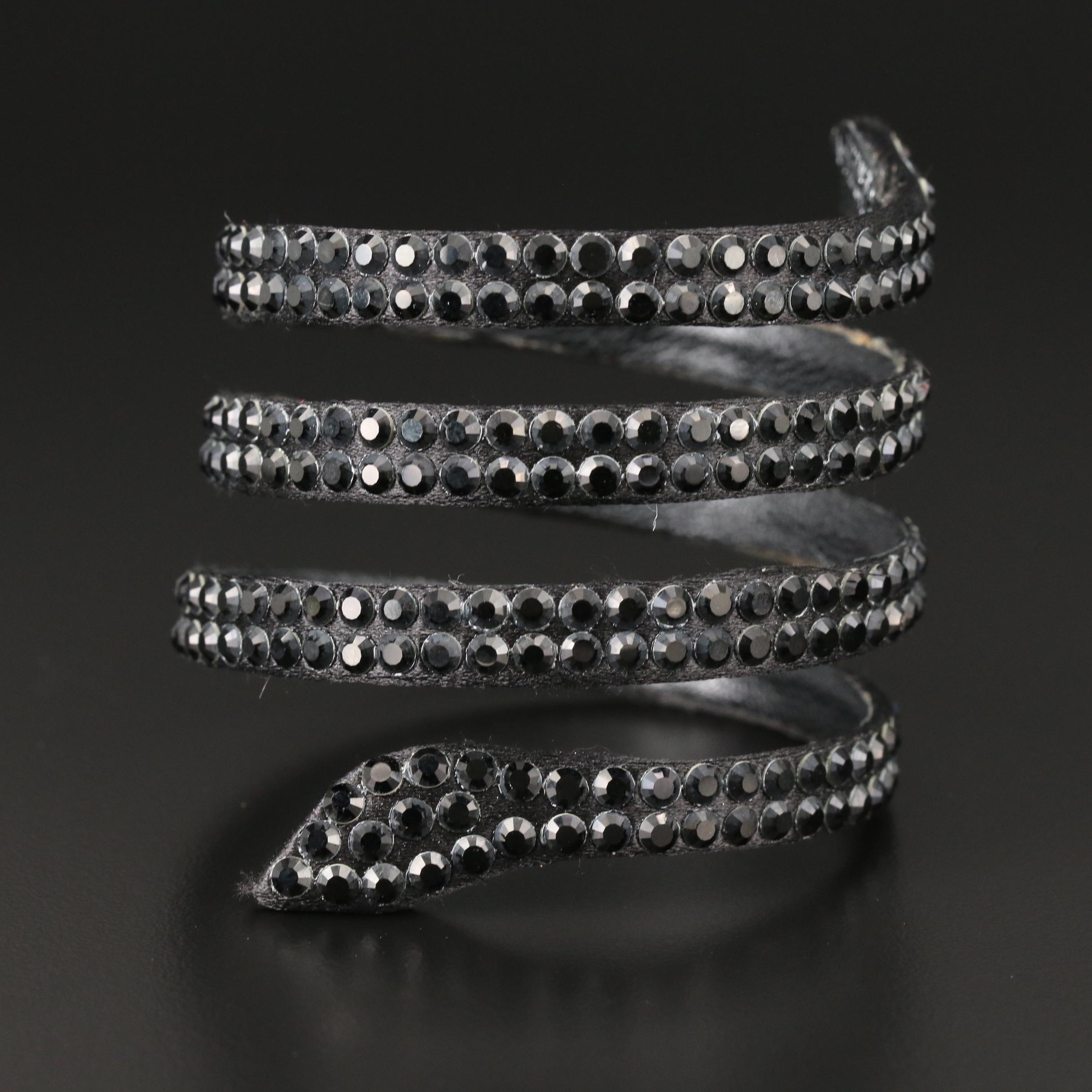 René Caovilla Crystal Rhinestone Snake Bracelet with Susan Lucci Signed Box