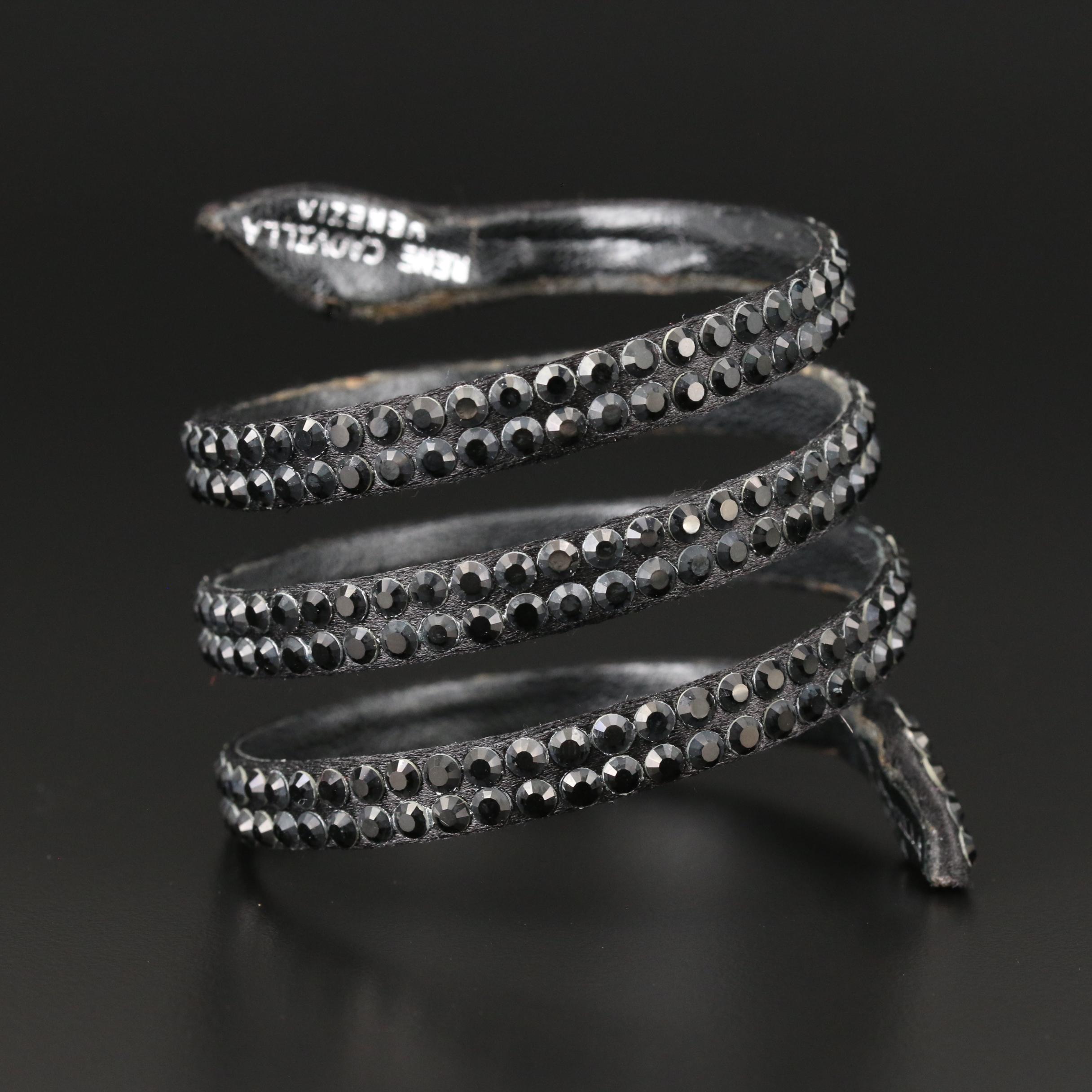 René Caovilla Crystal Rhinestone Snake Bracelet with Susan Lucci Signed Box