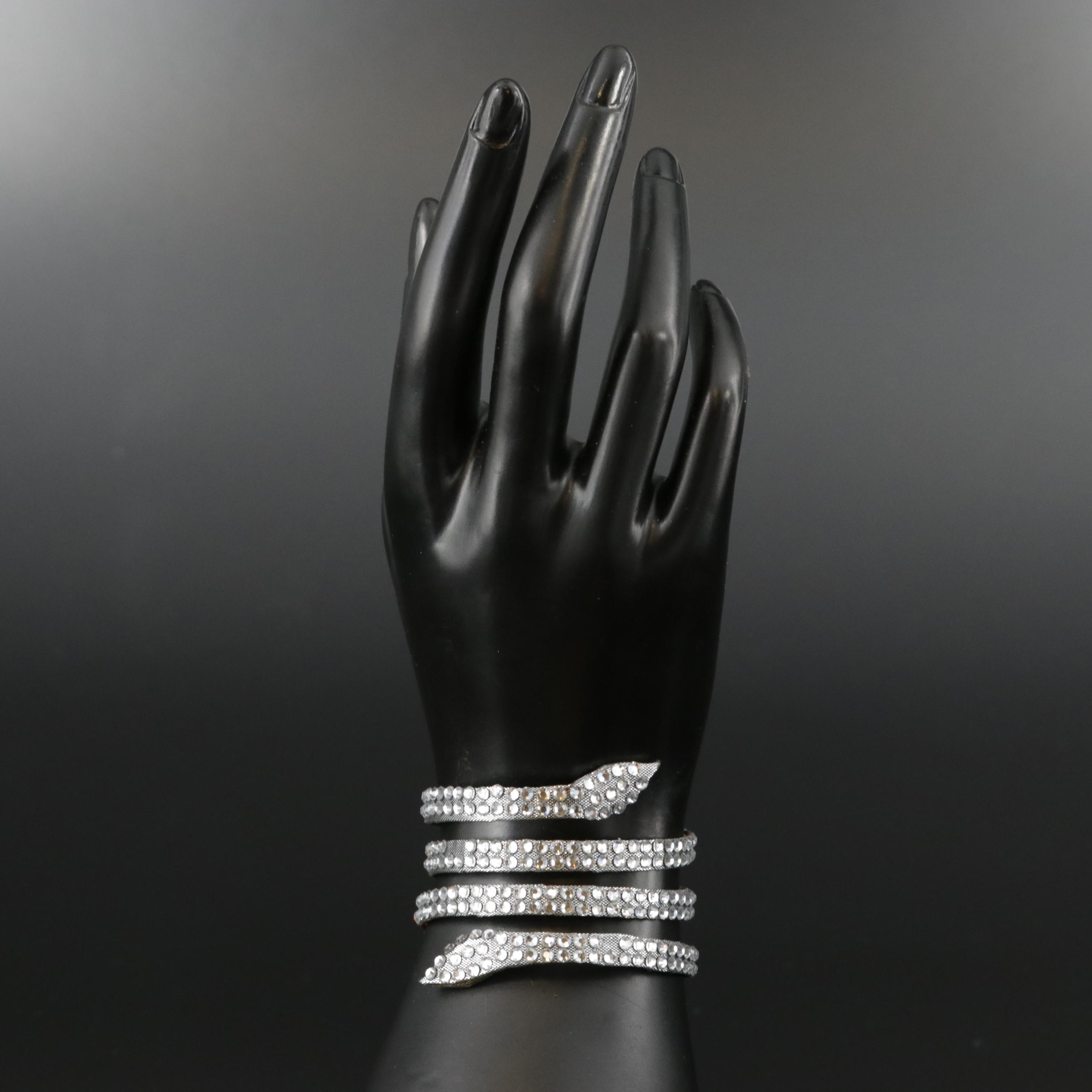 Renè Caovilla Glass Crystal Snake Bracelet with Susan Lucci Signed Box