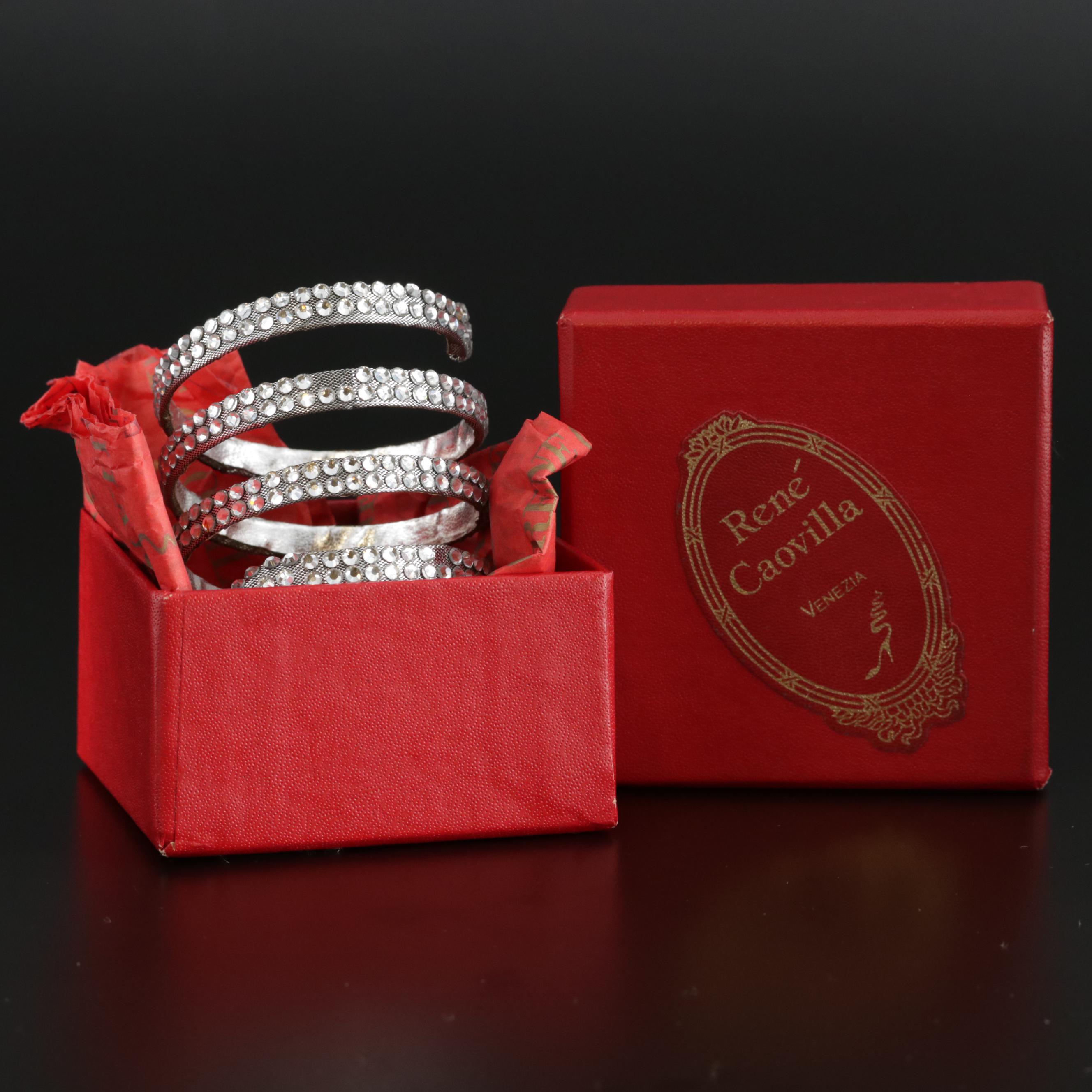 Renè Caovilla Glass Crystal Snake Bracelet with Susan Lucci Signed Box