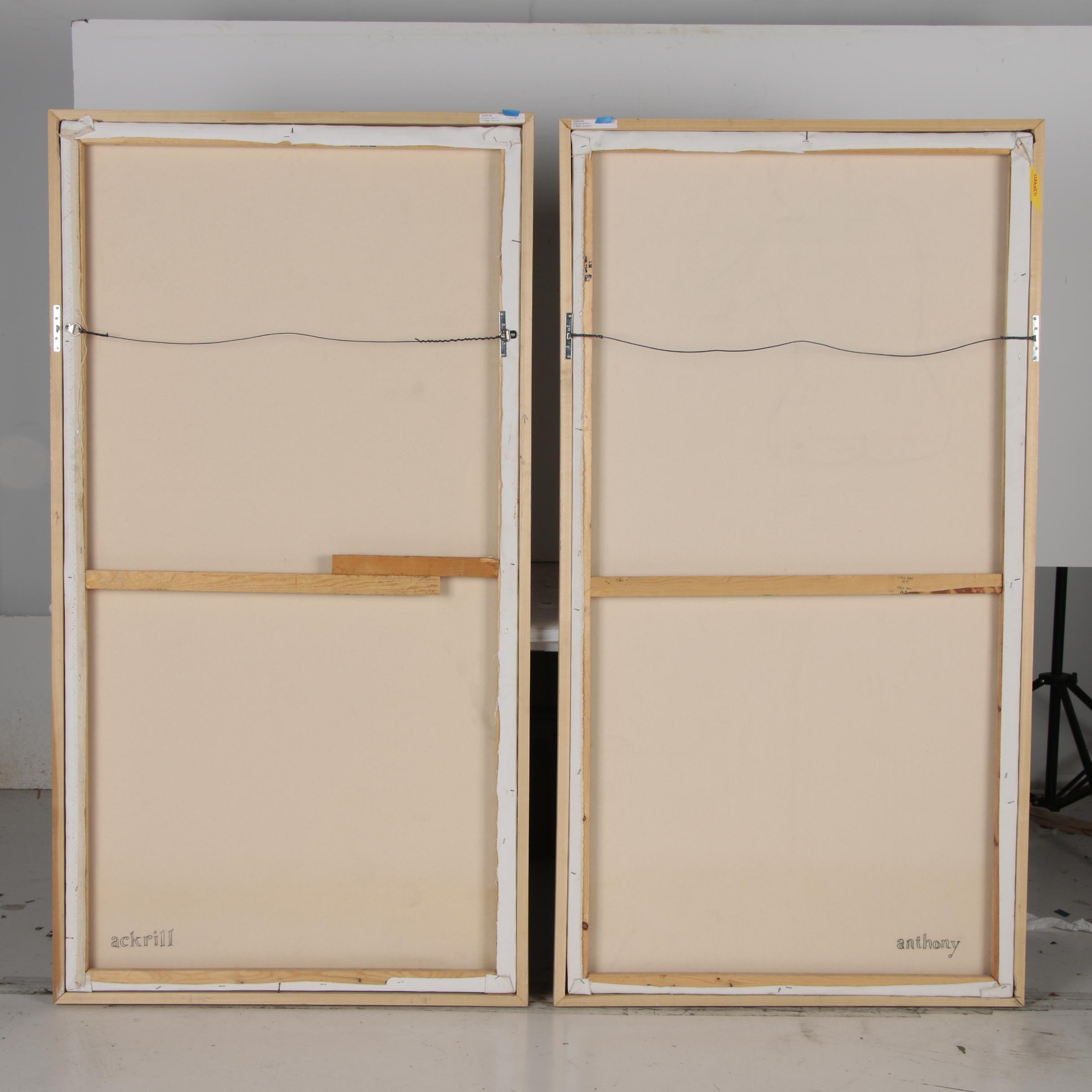 Anthony Ackrill Monumental Diptych Oil Painting "2 Soles"