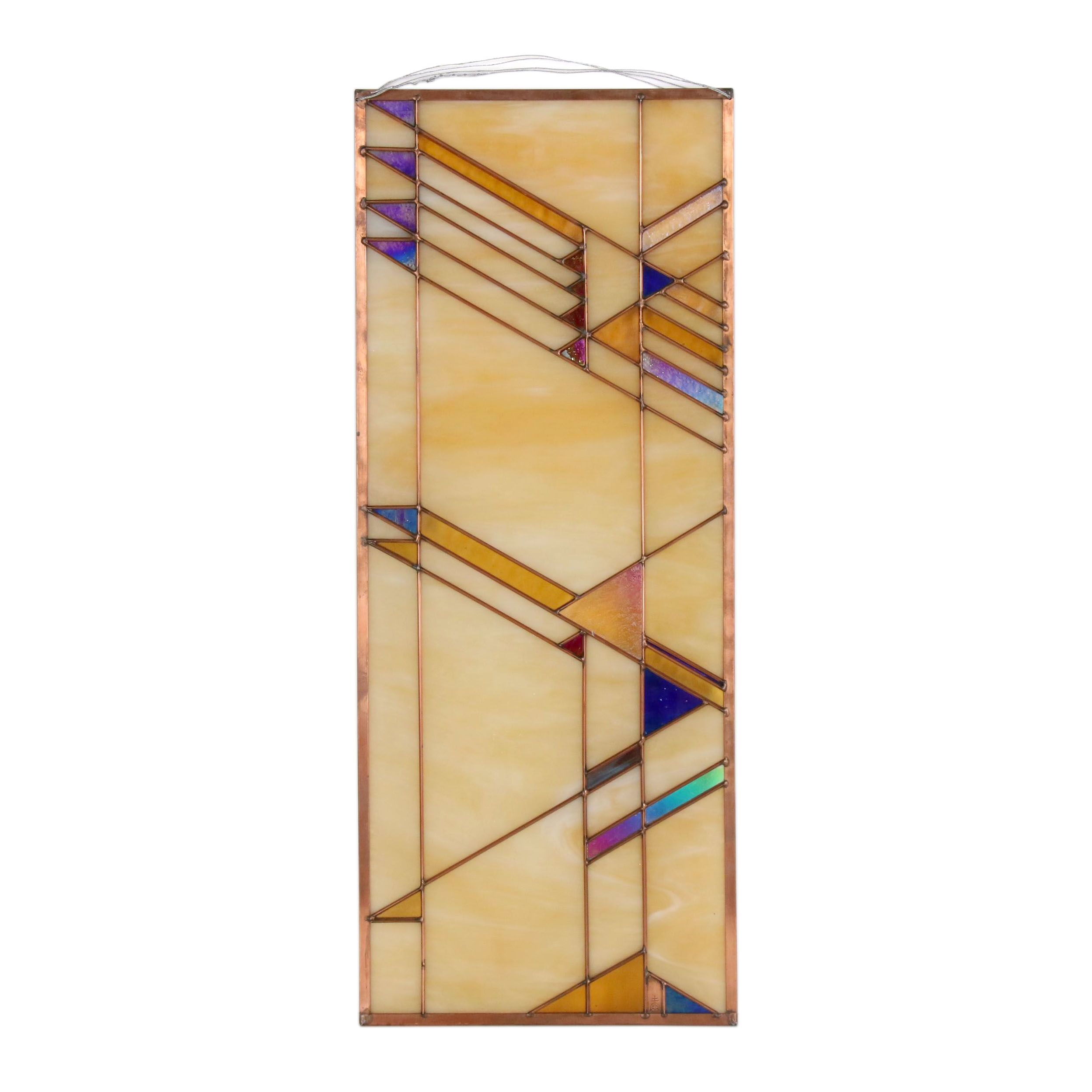 Arts and Crafts Style Geometric Stained Glass Window