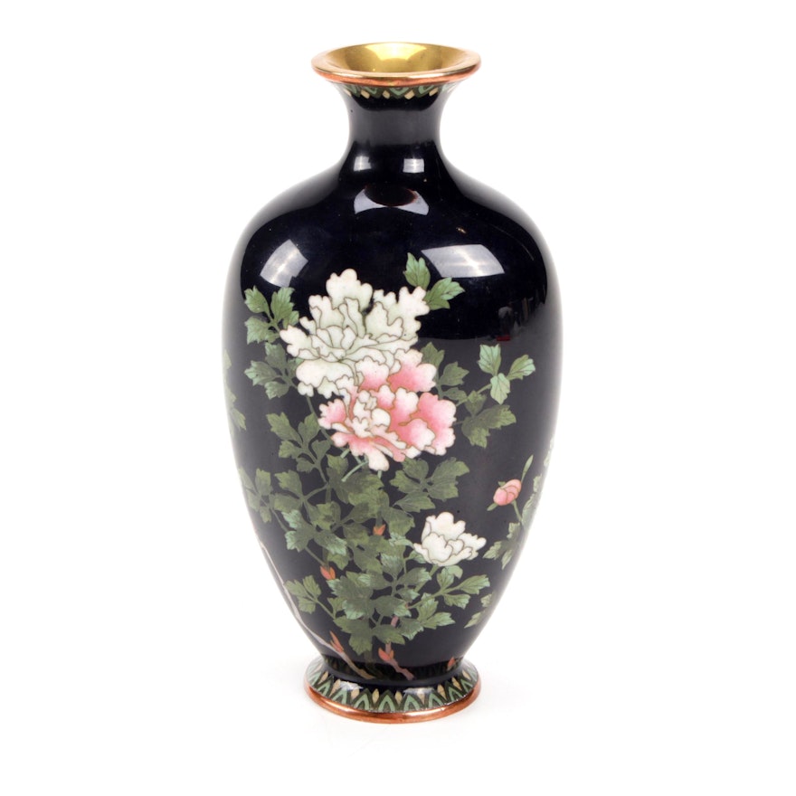 Japanese Cloisonné Vase with Chrysanthemum Motif