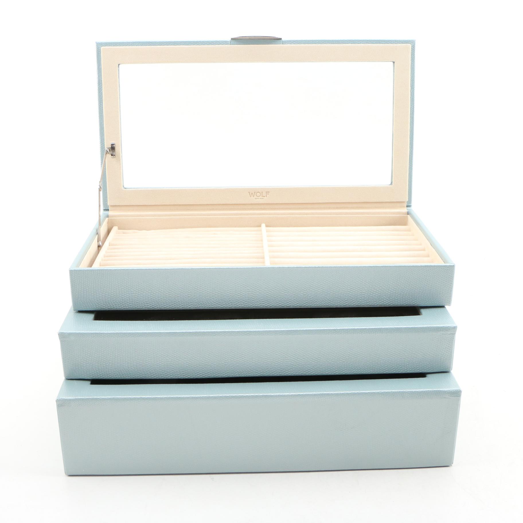 Wolf Designs Faux Leather Jewelry Boxes and Faux Suede Jewelry Box, Contemporary