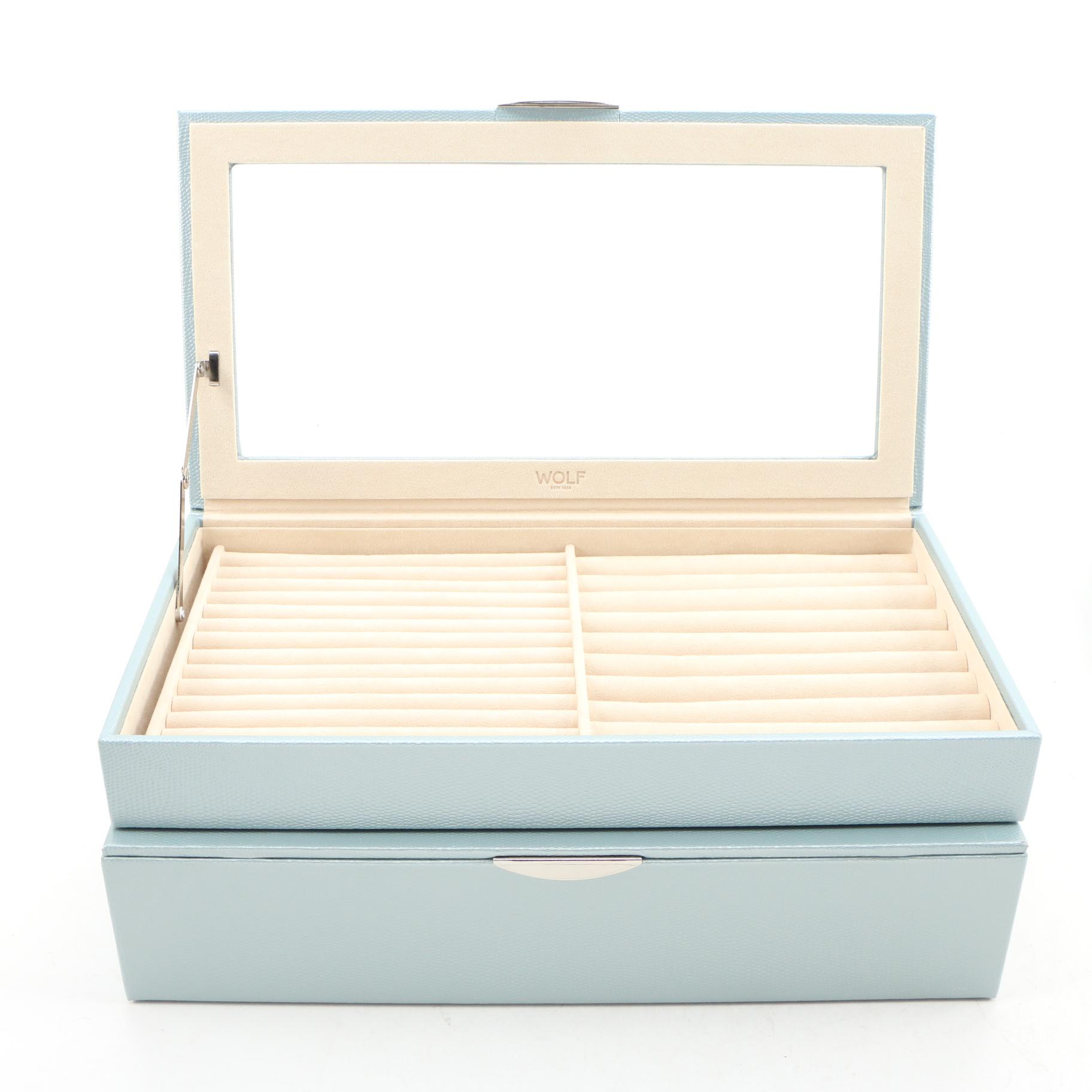 Wolf Designs Faux Leather Jewelry Boxes and Faux Suede Jewelry Box, Contemporary