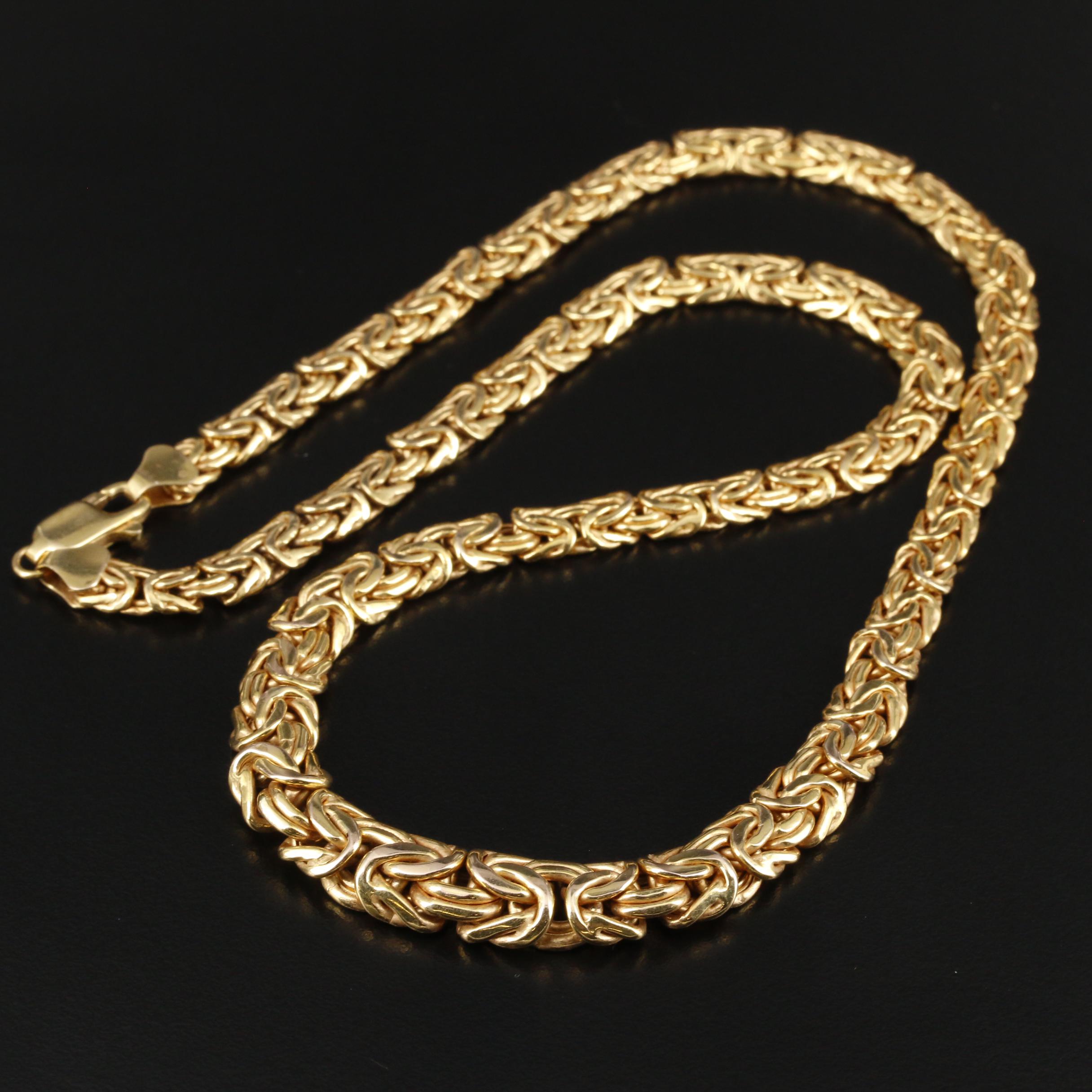 14K Yellow Gold Flat Byzantine Chain