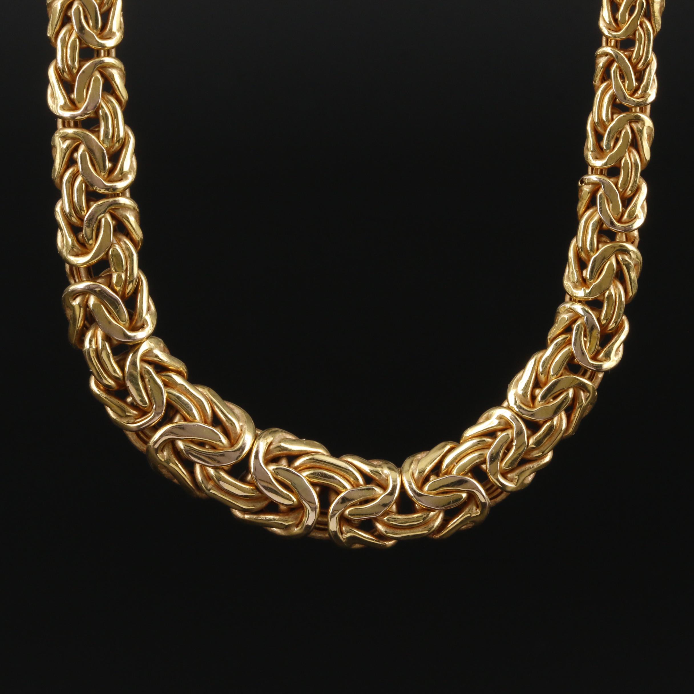 14K Yellow Gold Flat Byzantine Chain