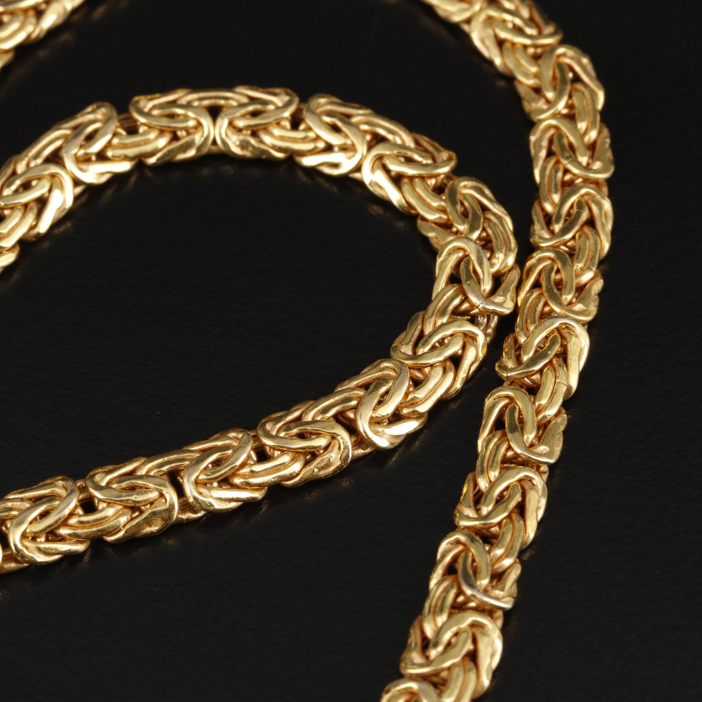 14K Yellow Gold Flat Byzantine Chain