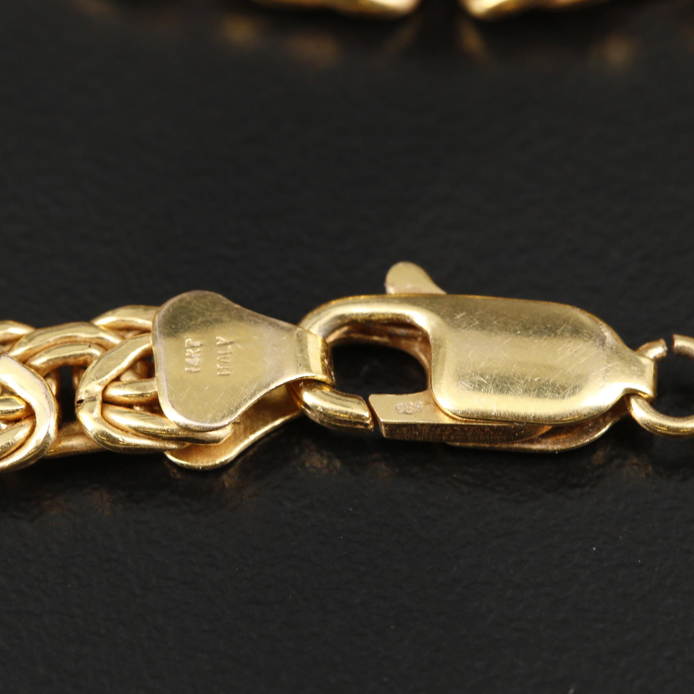 14K Yellow Gold Flat Byzantine Chain
