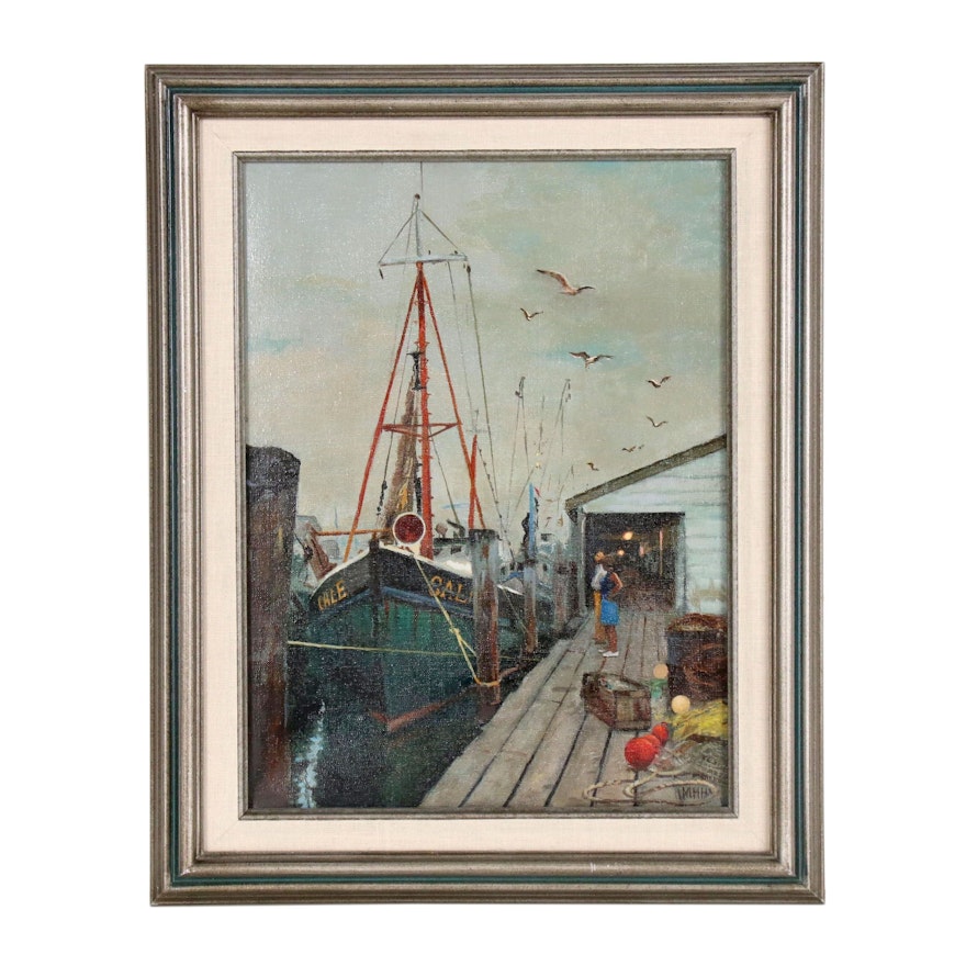 Mary E. Erckenbrack Oil Painting "Gloucester Dock Scene"