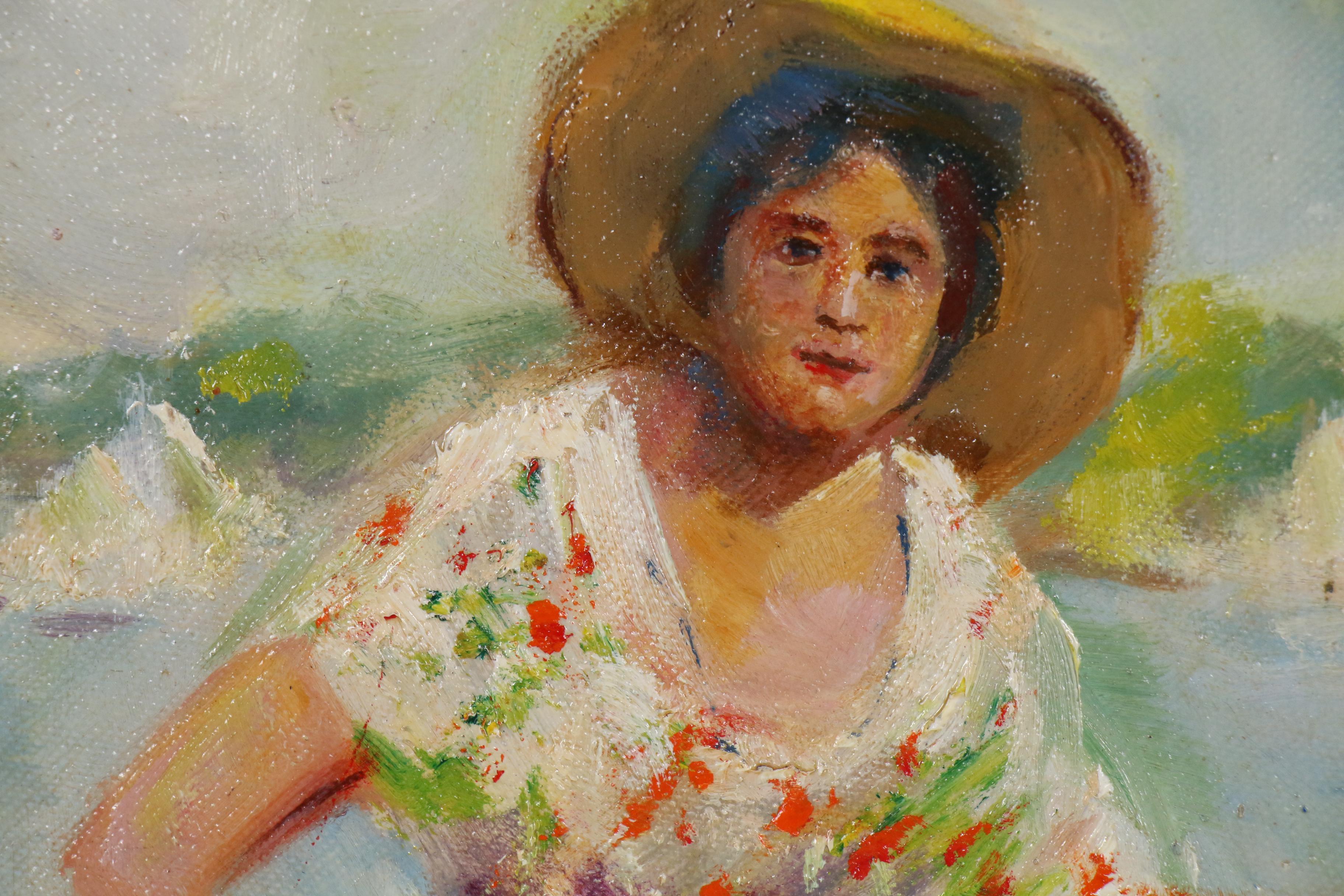 Martin Rettig Figural Oil Painting of Seated Woman