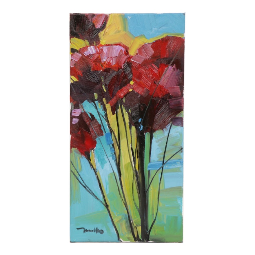 Jose Trujillo Oil Painting "Tulips Blooming"