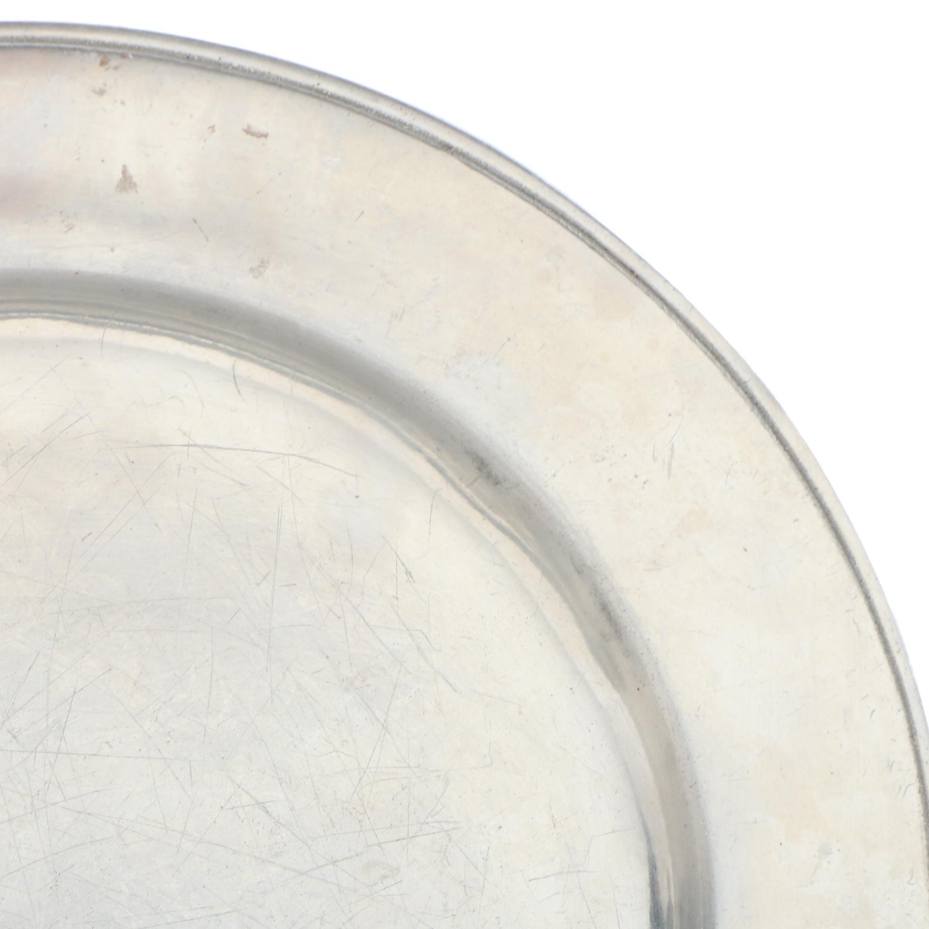 Wilton Armetale "Plough Tavern" Pewter Plates and Charger, Late 20th Century