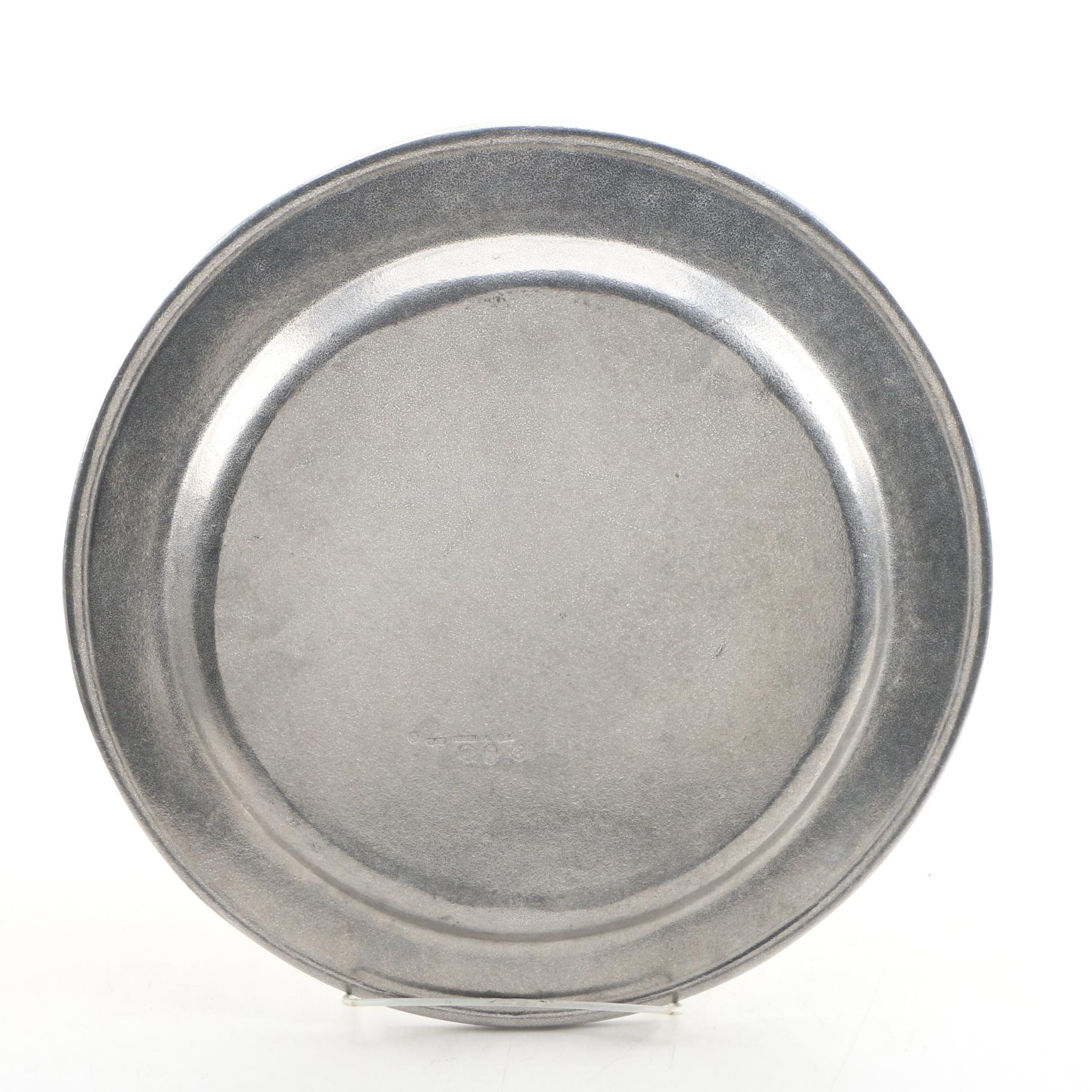 Wilton Armetale "Plough Tavern" Pewter Plates and Charger, Late 20th Century