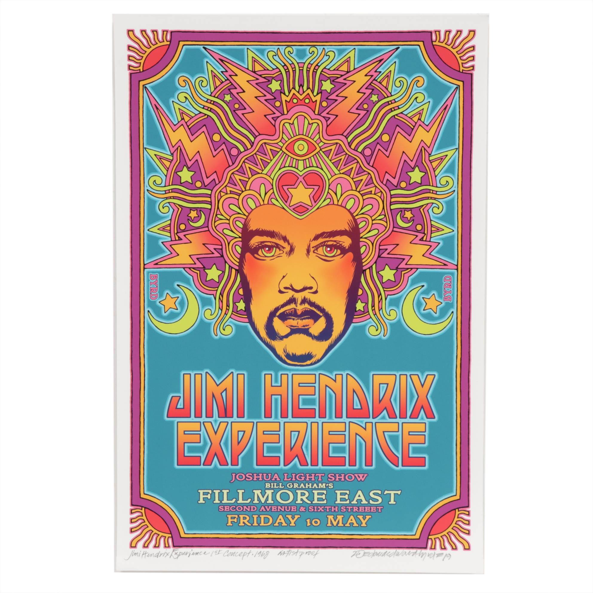 David Edward Byrd Giclée "Jimi Hendrix at the Fillmore East First Concept, 1968"