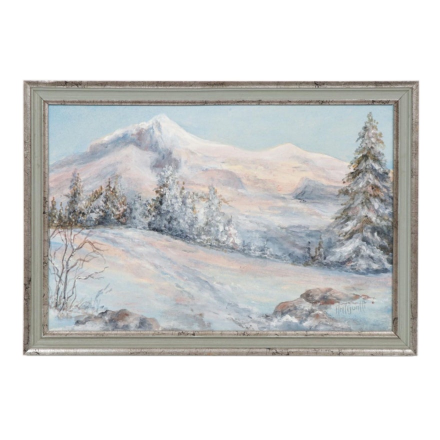 Winter Mountain Landscape Oil Painting