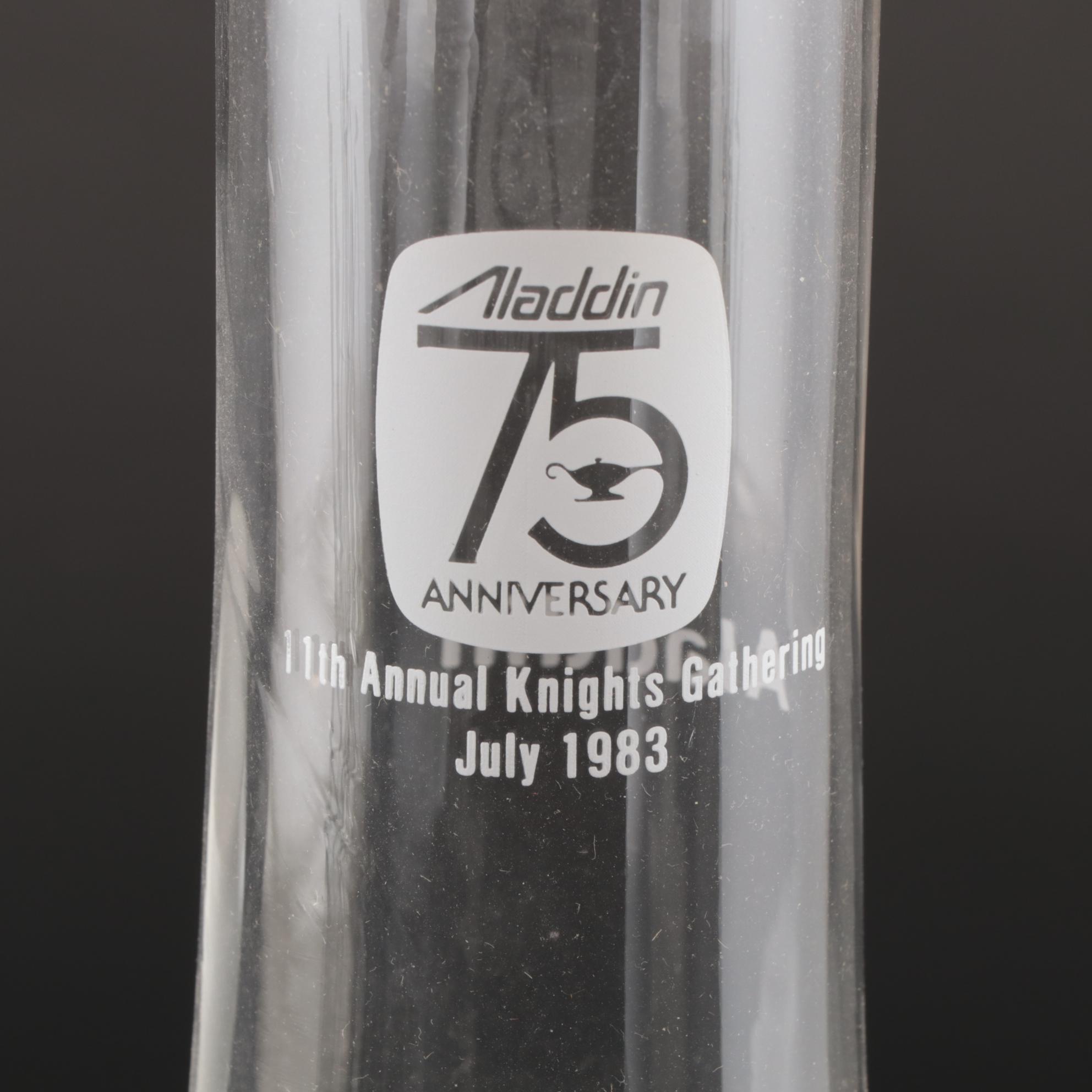 Aladdin 75th Anniversary Model B Diamond Quilt Moonstone and Black Glass Lamp