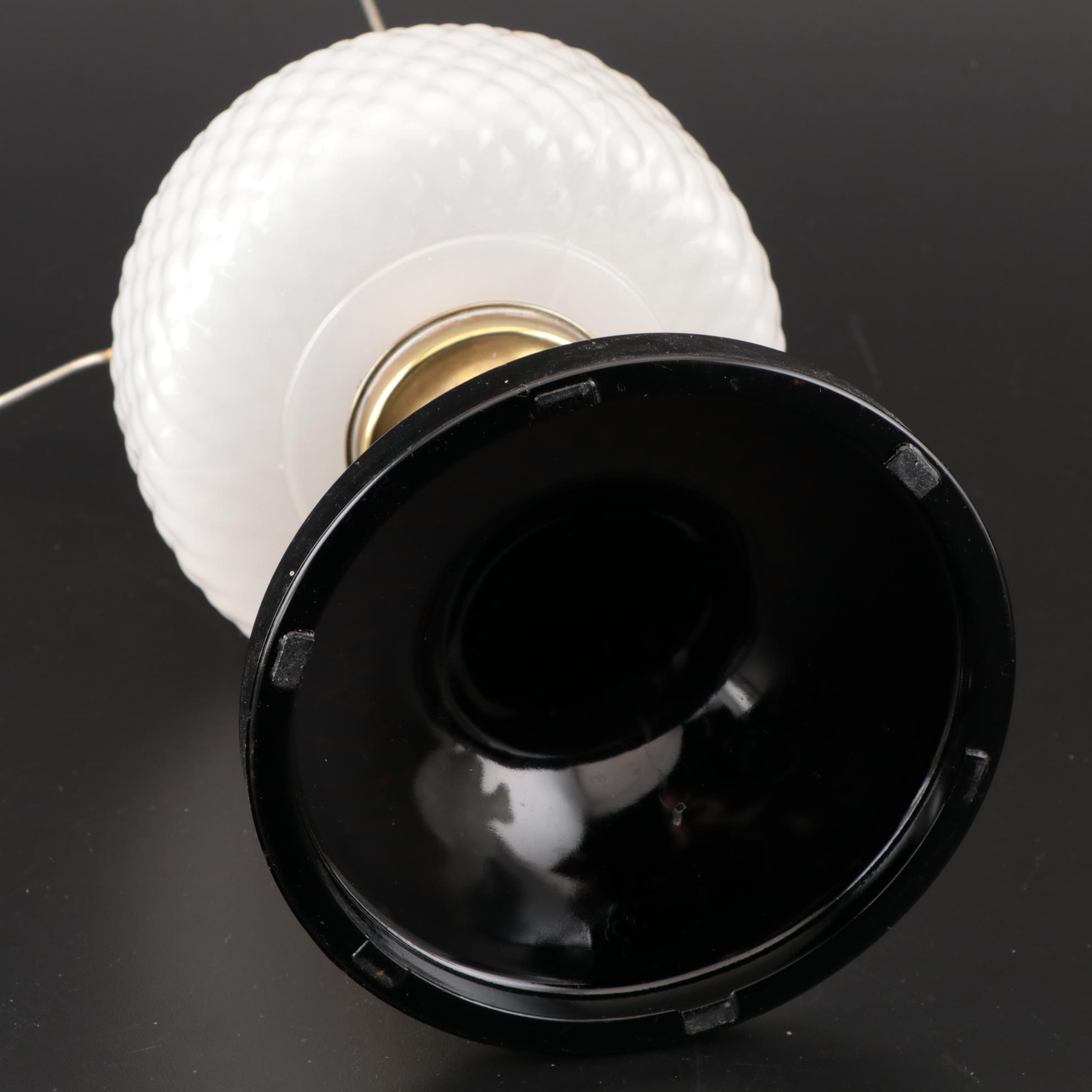 Aladdin 75th Anniversary Model B Diamond Quilt Moonstone and Black Glass Lamp