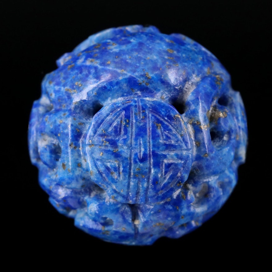 Carved Lapis Lazuli Bead