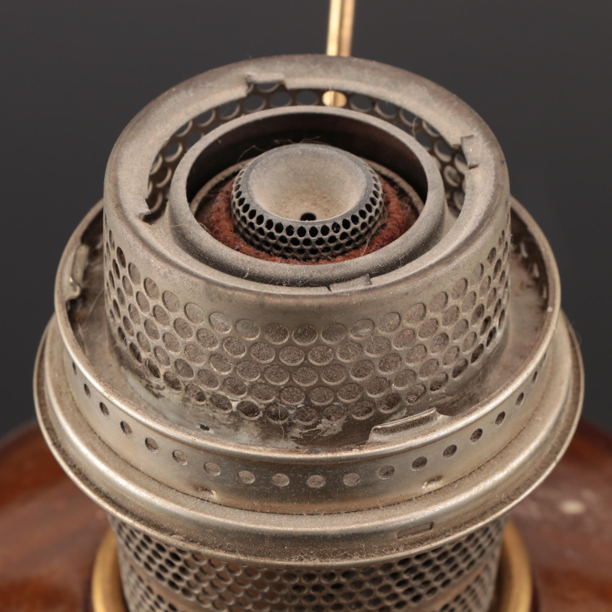 Aladdin Model B "Beehive" Glass Kerosene Lamp with Floral Shade