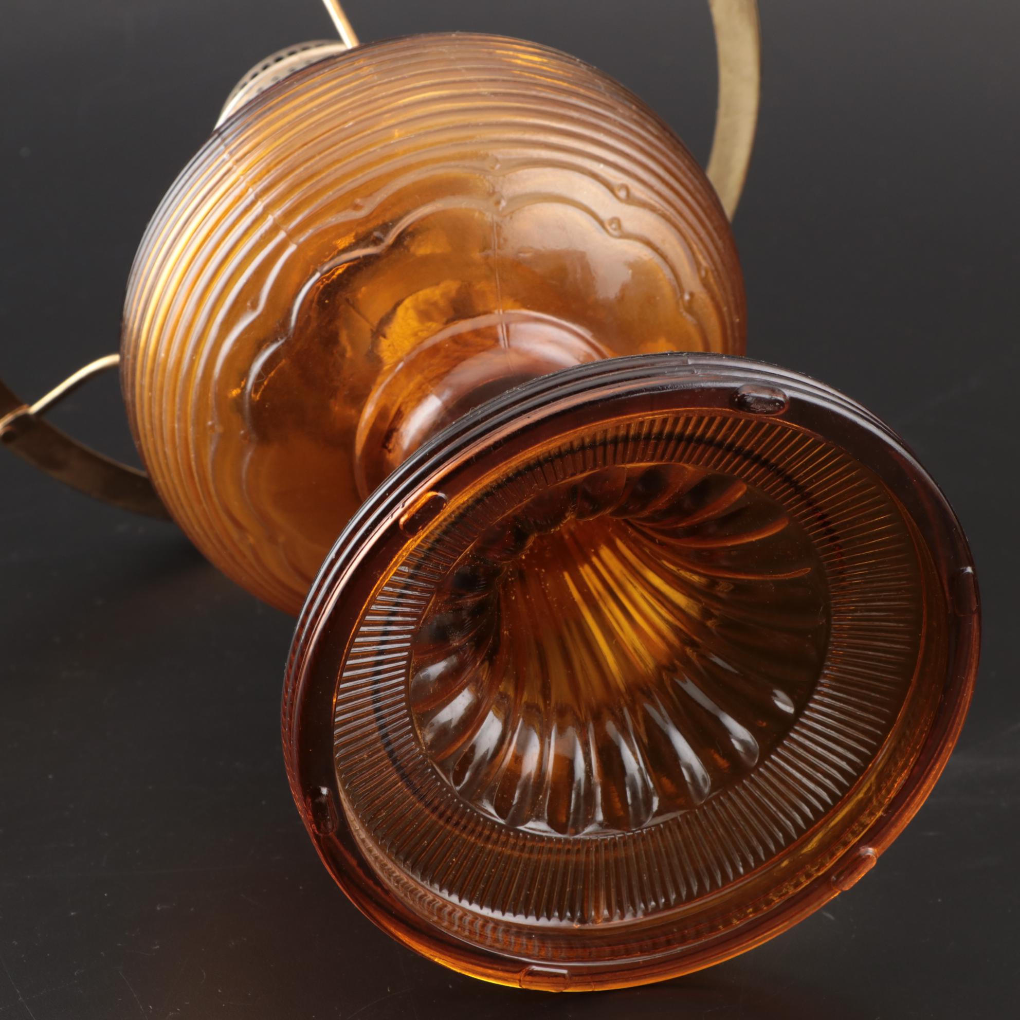 Aladdin Model B "Beehive" Glass Kerosene Lamp with Floral Shade